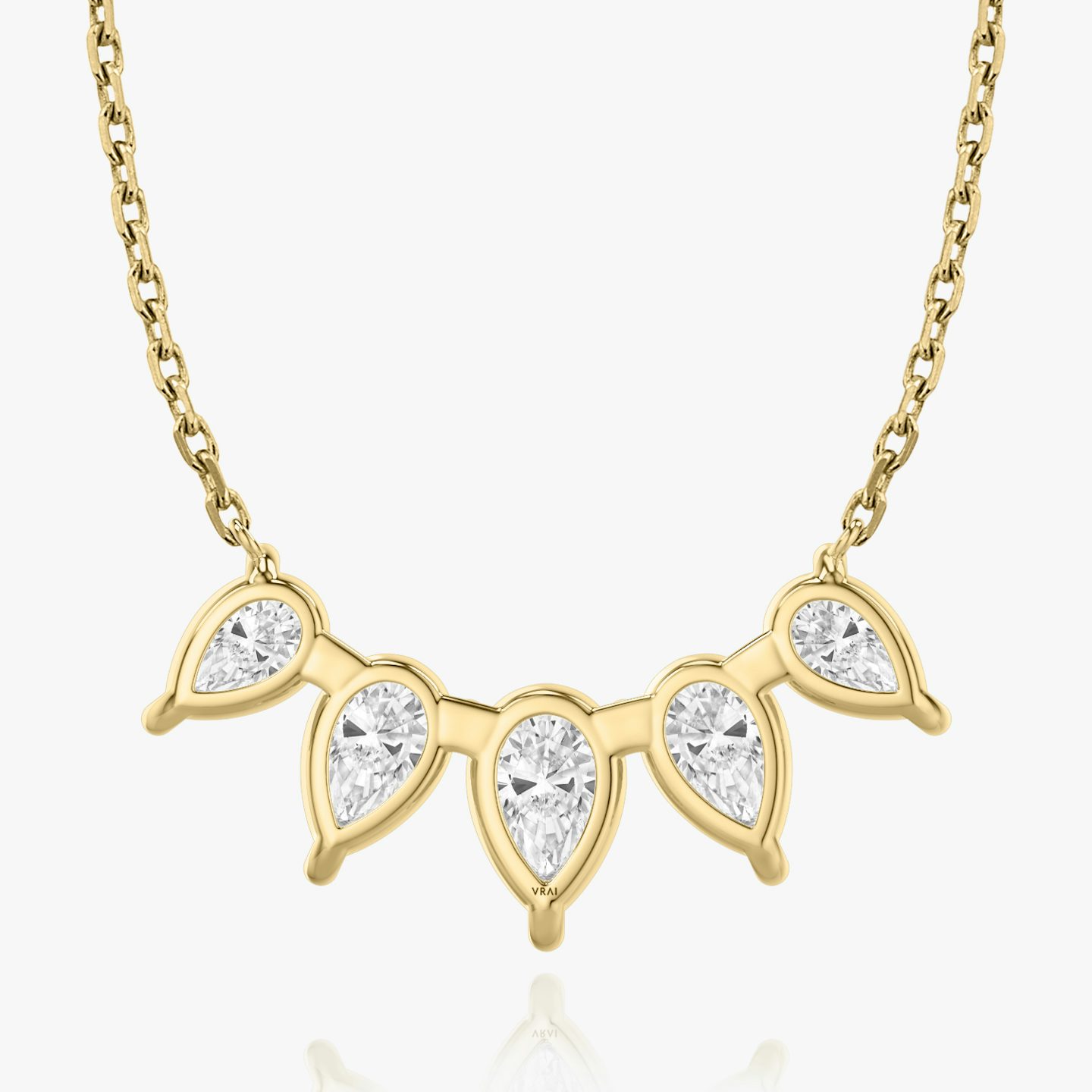 Collar Arc | Pera | 14k | Oro amarillo de 18 quilates | Longitud de la cadena: 16-18 | Tamaño de los diamantes: Large | Número de diamantes: 5