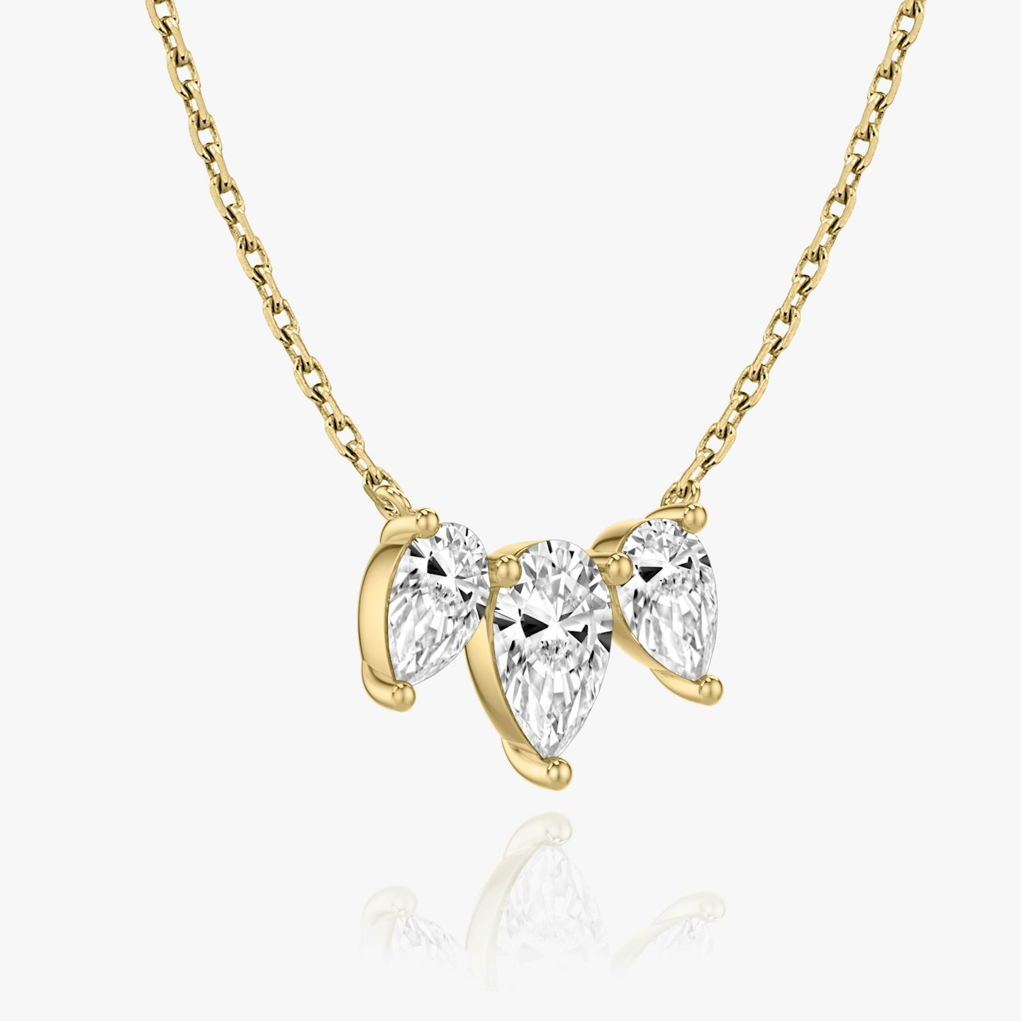 Arc Necklace | Pear | 14k | 18k Yellow Gold | Chain length: 16-18 | Diamond size: Large | Diamond count: 3