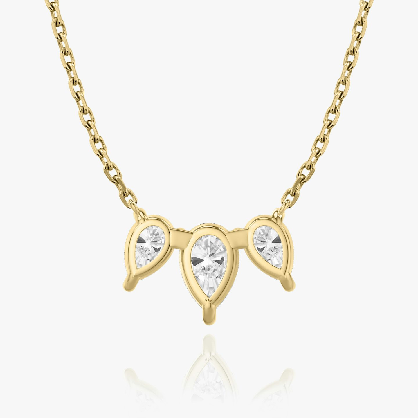 Collar Arc | Pera | 14k | Oro amarillo de 18 quilates | Longitud de la cadena: 16-18 | Tamaño de los diamantes: Large | Número de diamantes: 3