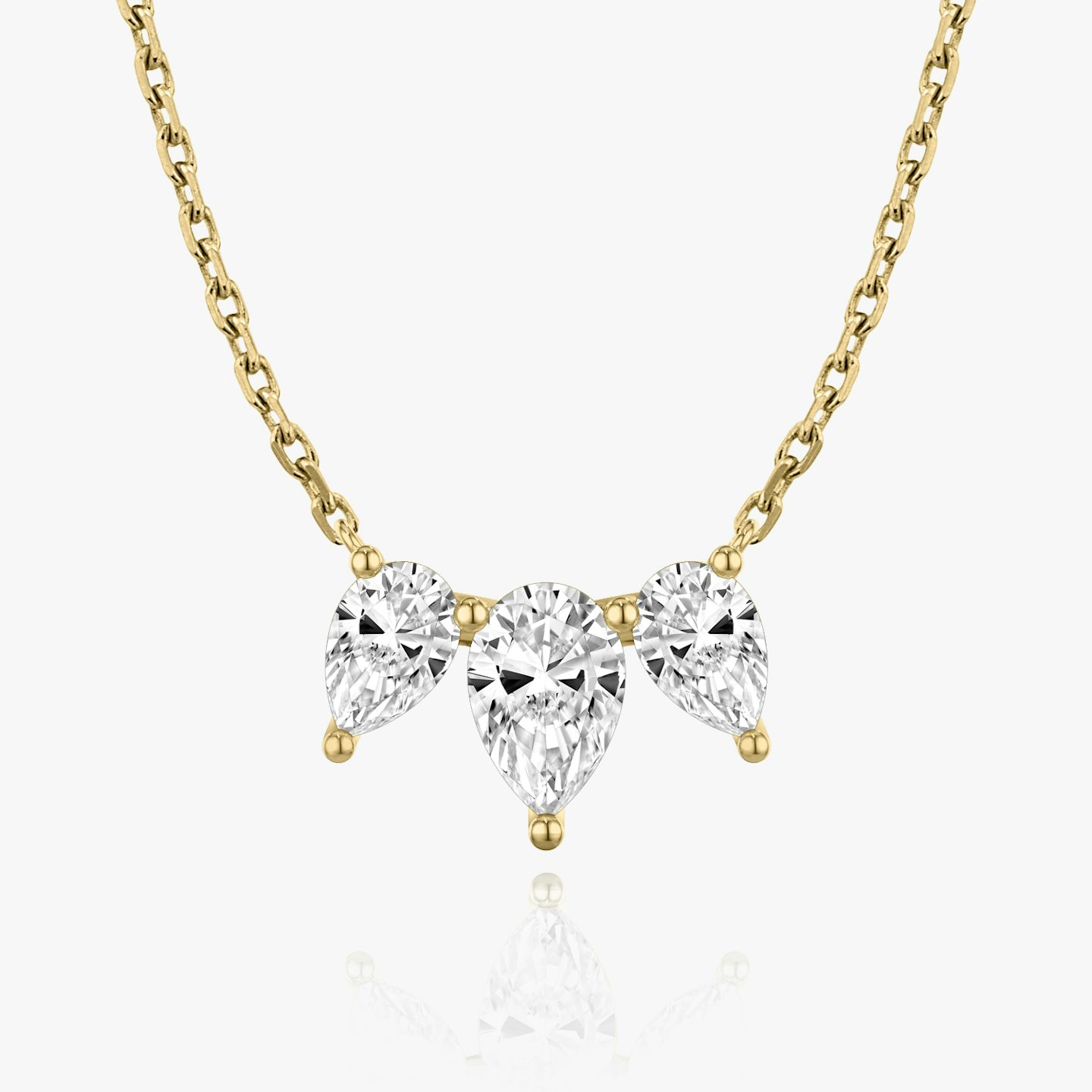 Arc Necklace | Pear | 14k | 18k Yellow Gold | Chain length: 16-18 | Diamond size: Large | Diamond count: 3