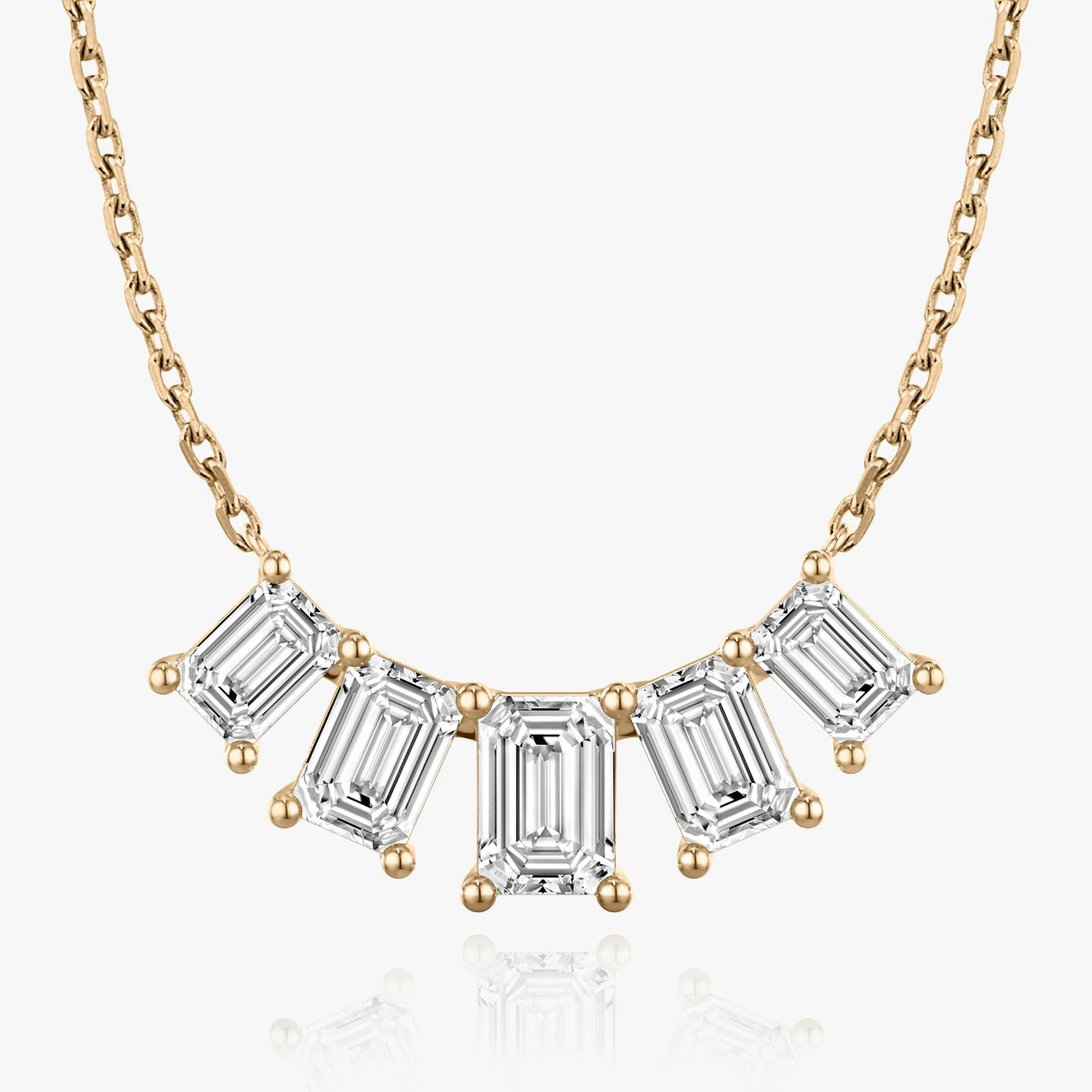 Arc Necklace | Emerald | 14k | 14k Rose Gold | Chain length: 16-18 | Diamond size: Large | Diamond count: 5