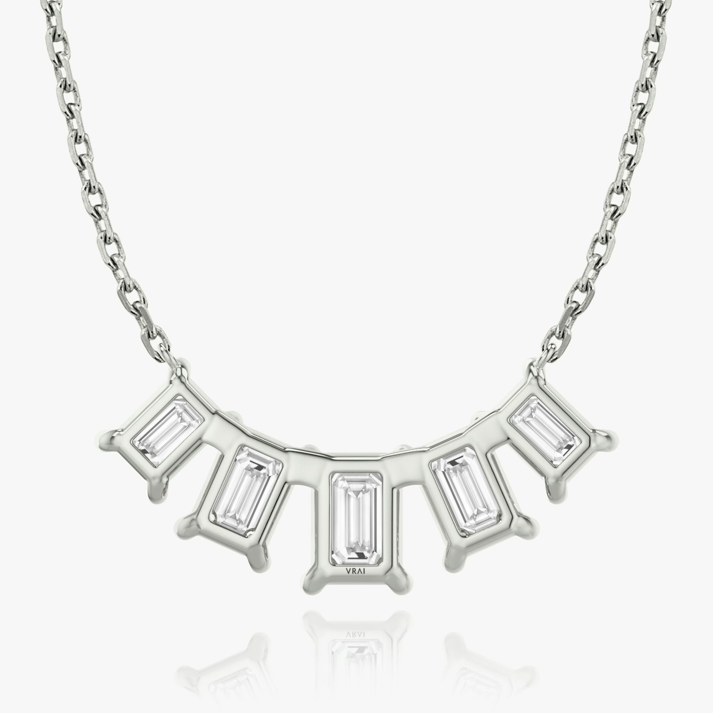 Arc Necklace | Emerald | 14k | 18k White Gold | Chain length: 16-18 | Diamond size: Large | Diamond count: 5