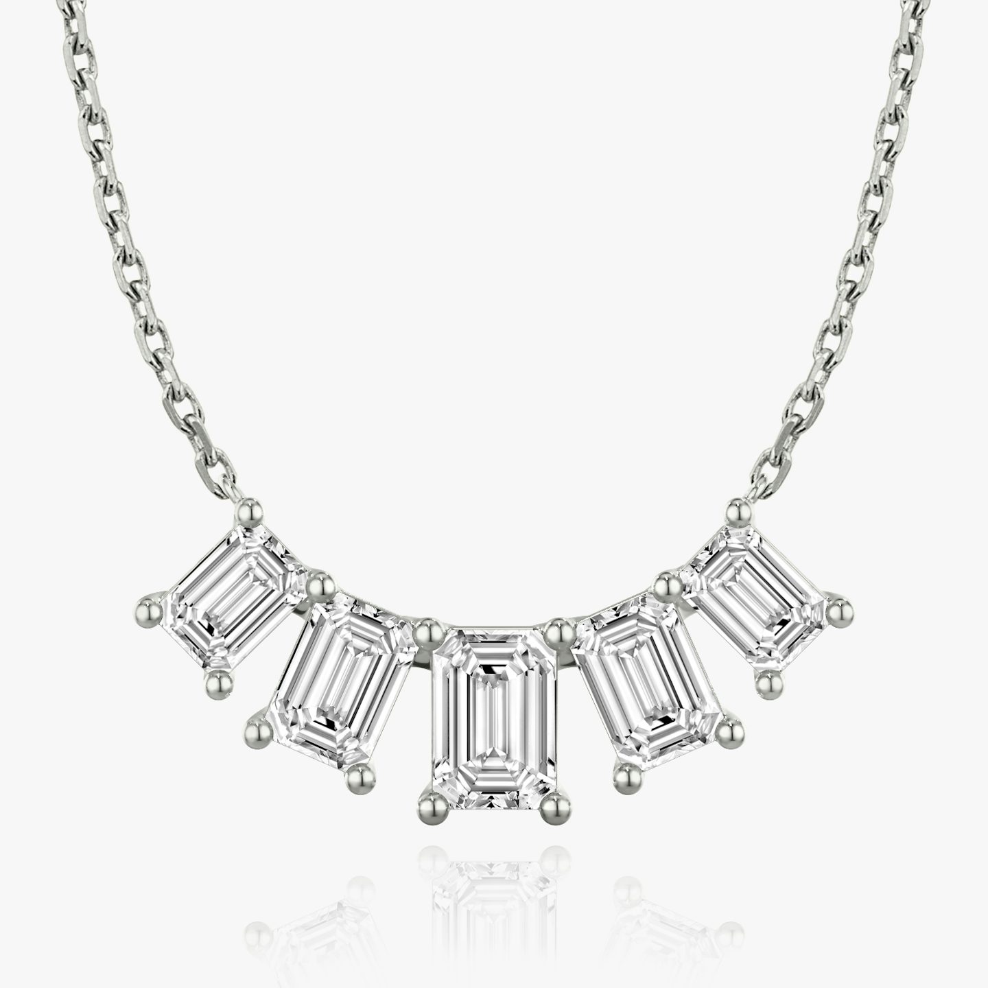 Arc Necklace | Emerald | 14k | 18k White Gold | Chain length: 16-18 | Diamond size: Large | Diamond count: 5