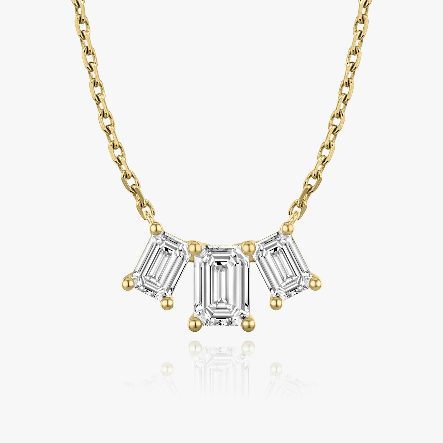Arc Necklace | Emerald | 14k | 18k Yellow Gold | Chain length: 16-18 | Diamond size: Large | Diamond count: 3