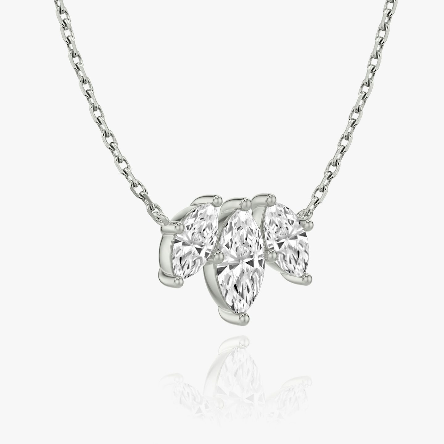 Arc Necklace | Pavé Marquise | 14k | 18k White Gold | Chain length: 16-18 | Diamond size: Large | Diamond count: 3