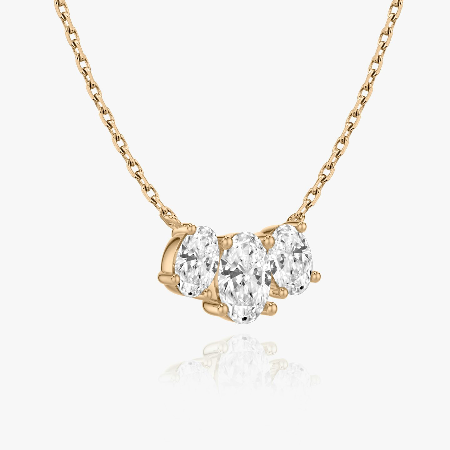 Arc Necklace | Oval | 14k | 14k Rose Gold | Chain length: 16-18 | Diamond size: Large | Diamond count: 3