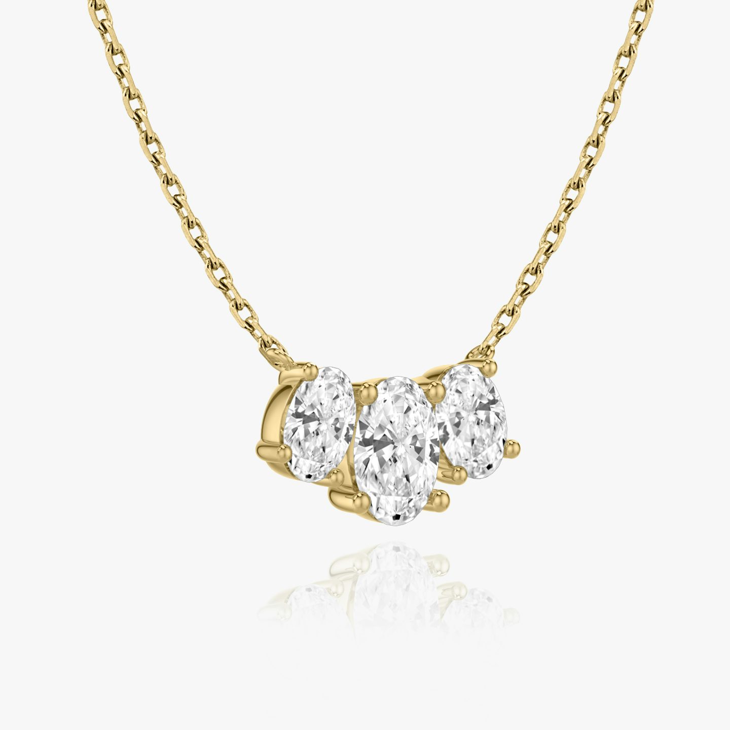 Arc Necklace | Oval | 14k | 18k Yellow Gold | Chain length: 16-18 | Diamond size: Large | Diamond count: 3
