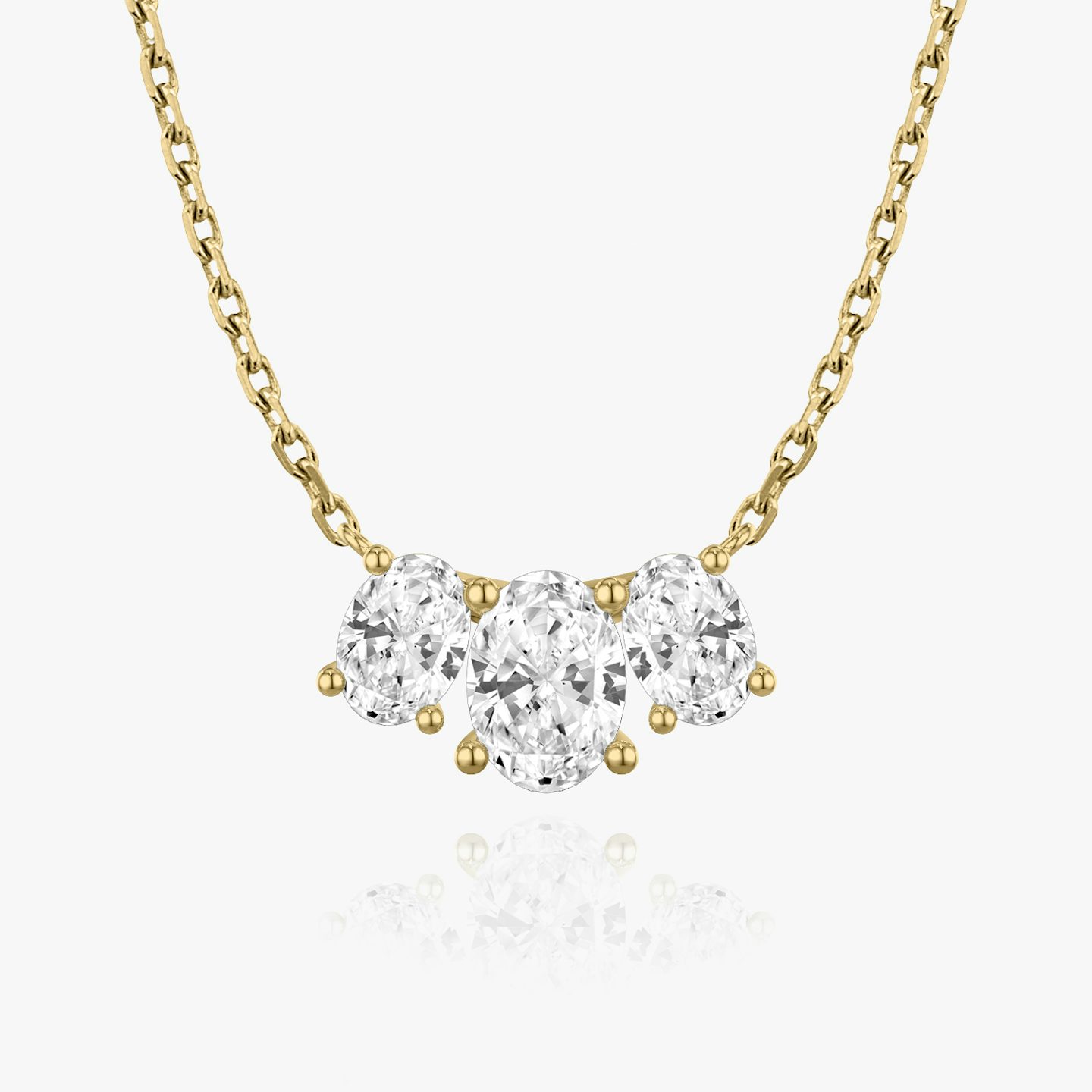 Arc Necklace | Oval | 14k | 18k Yellow Gold | Chain length: 16-18 | Diamond size: Large | Diamond count: 3