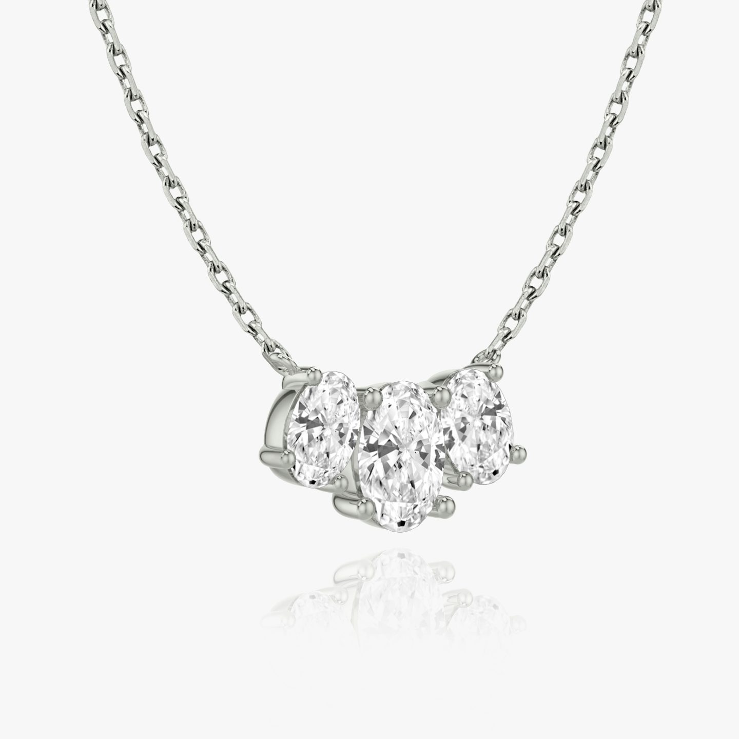 Arc Necklace | Oval | 14k | 18k White Gold | Chain length: 16-18 | Diamond size: Large | Diamond count: 3