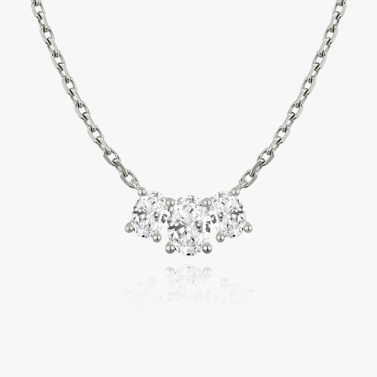 Arc Necklace | Oval | 14k | 18k White Gold | Chain length: 16-18 | Diamond size: Original | Diamond count: 3