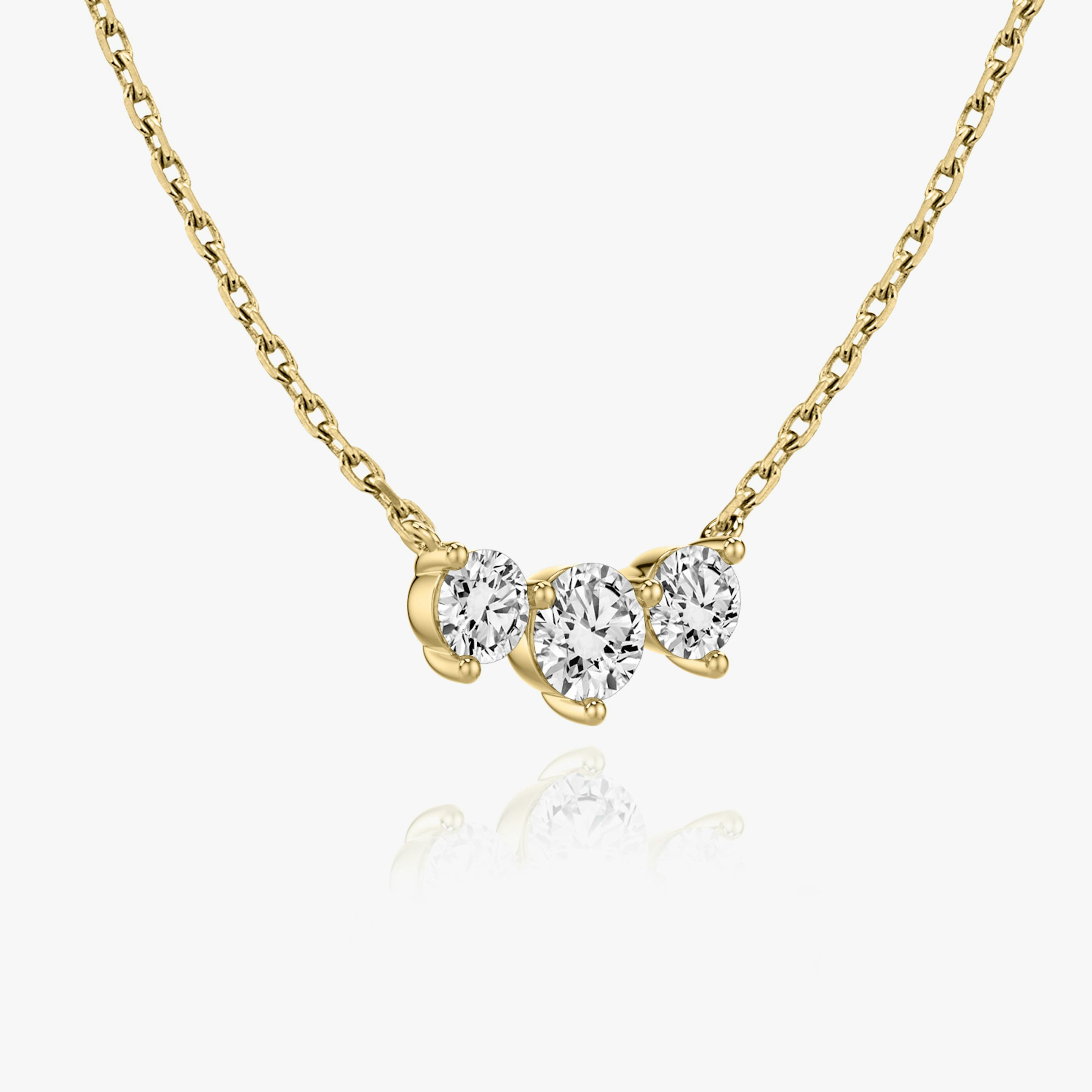 Arc Halskette | Rund | 14k | 18k Gelbgold | Kettenlänge: 16-18 | Diamantgröße: Original | Diamantenanzahl: 3