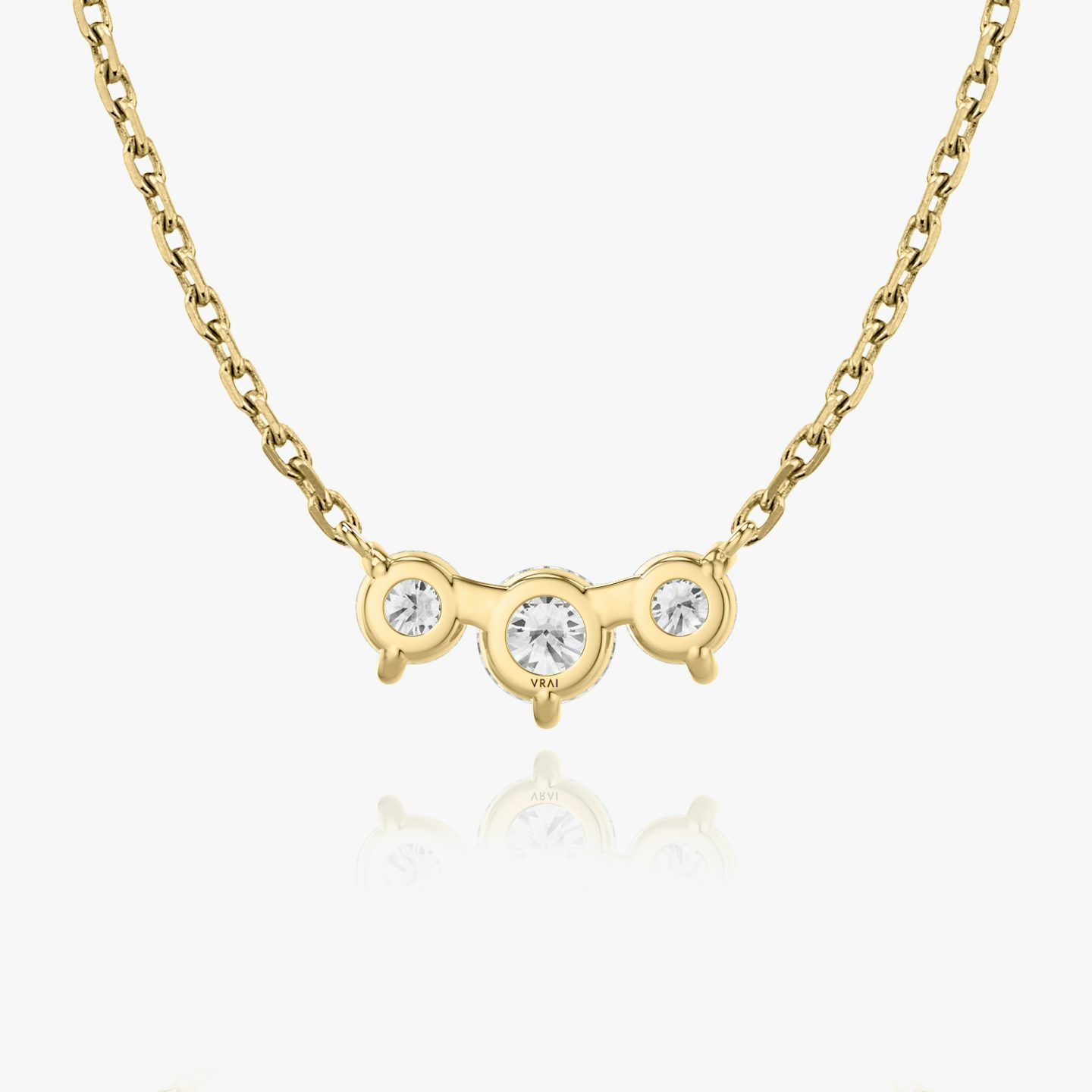 Arc Halskette | Rund | 14k | 18k Gelbgold | Kettenlänge: 16-18 | Diamantgröße: Original | Diamantenanzahl: 3