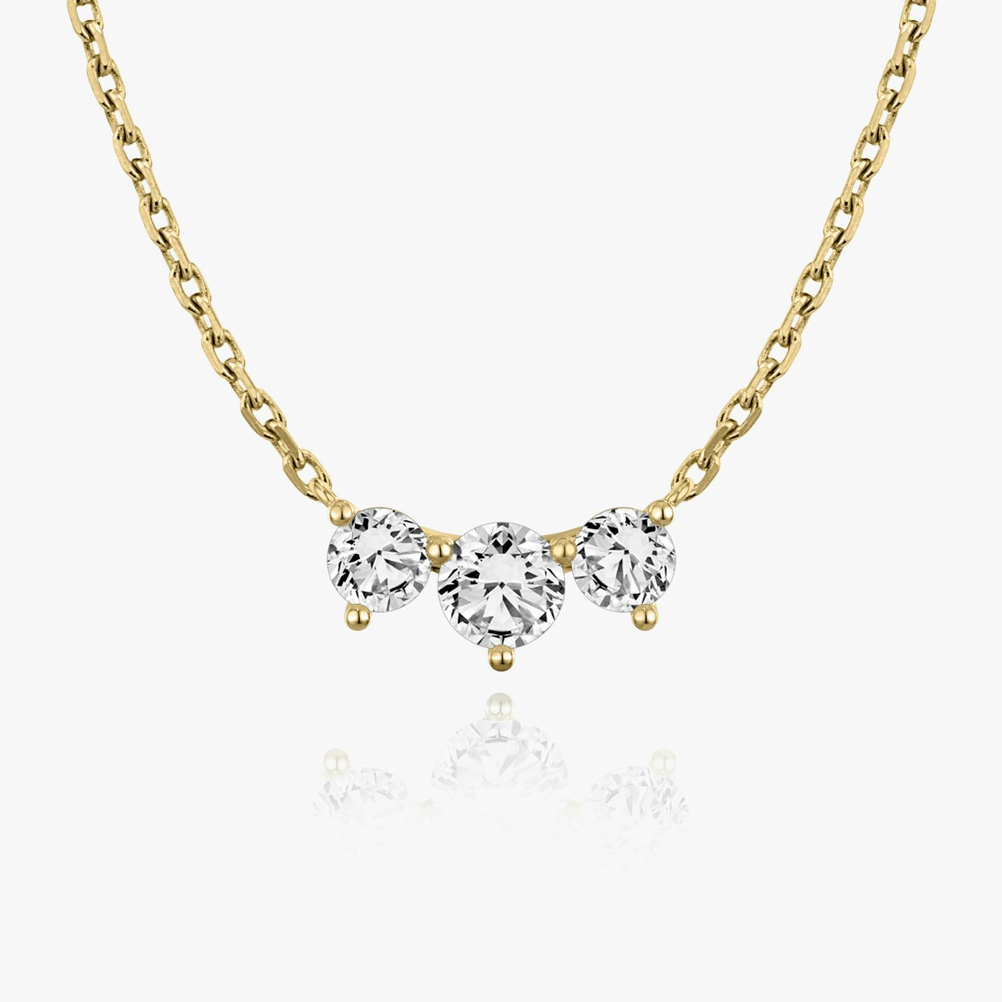 Collar Arc | Brillante | 14k | Oro amarillo de 18 quilates | Longitud de la cadena: 16-18 | Tamaño de los diamantes: Original | Número de diamantes: 3
