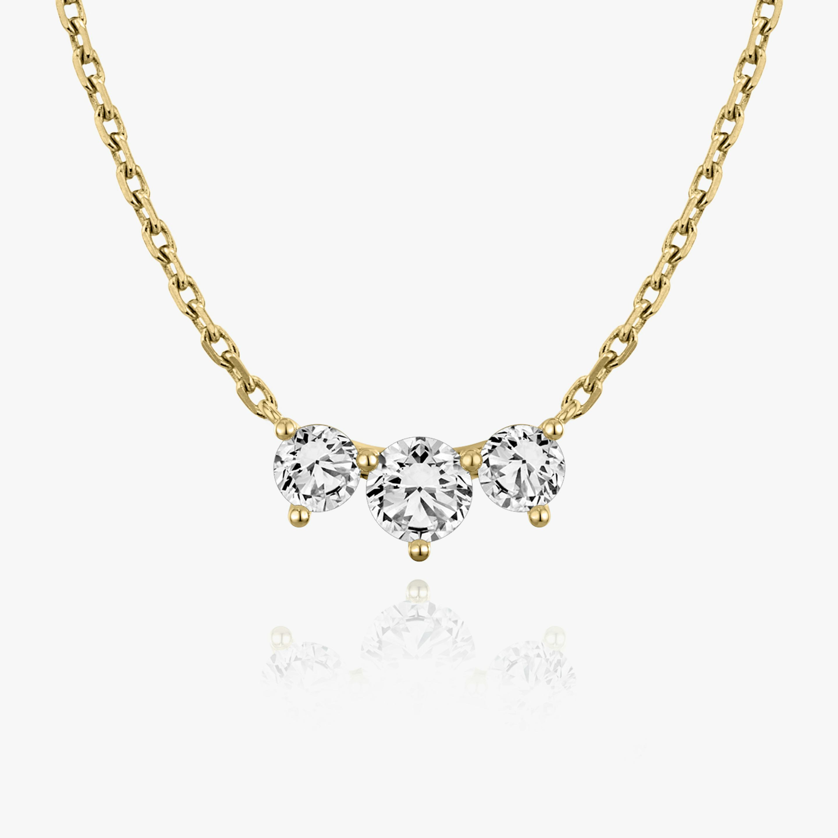 Arc Necklace | Round Brilliant | 14k | 18k Yellow Gold | Chain length: 16-18 | Diamond size: Original | Diamond count: 3