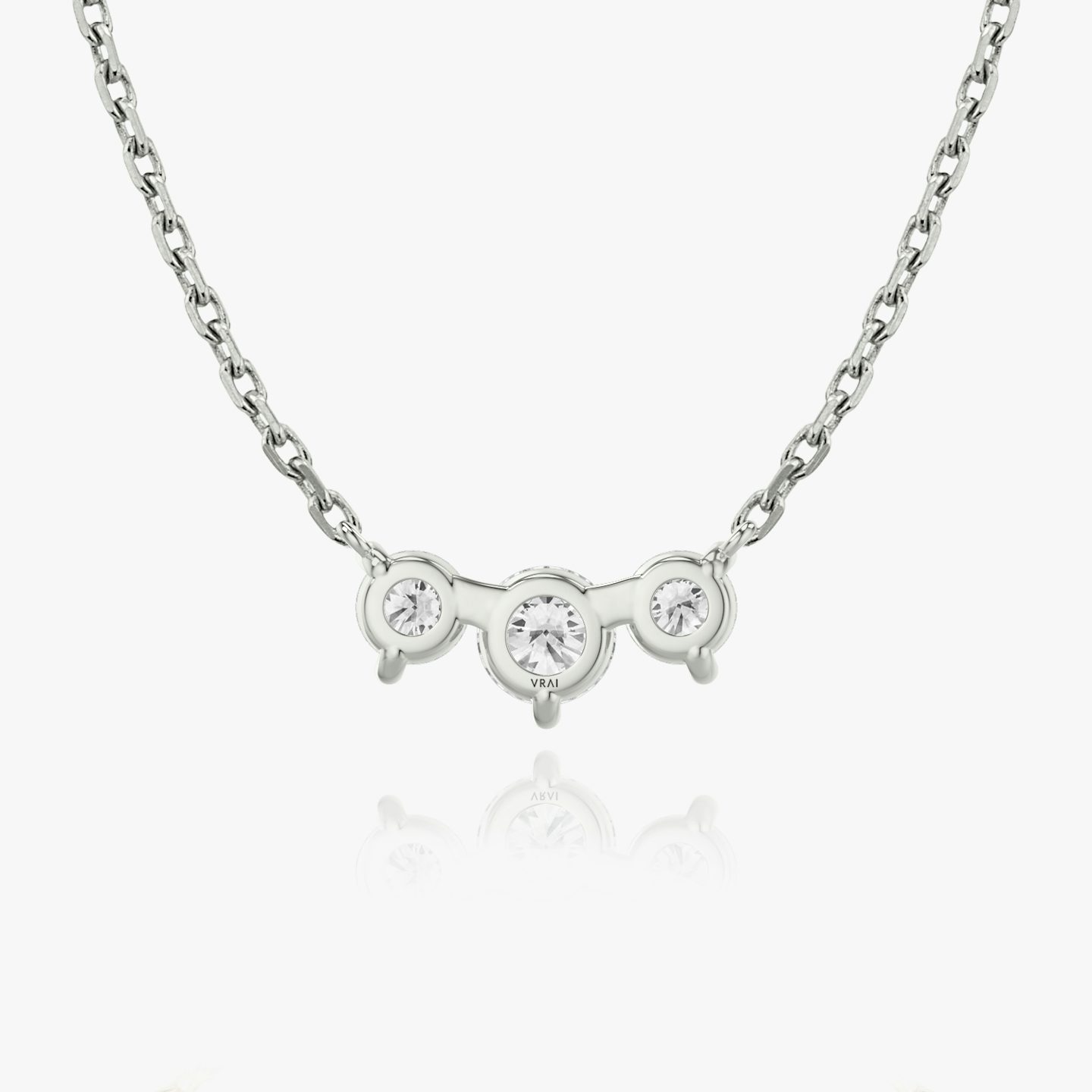 Arc Necklace | round-brilliant | 14k | white-gold | chainLength: 16-18 | diamondSize: original | diamondCount: 3