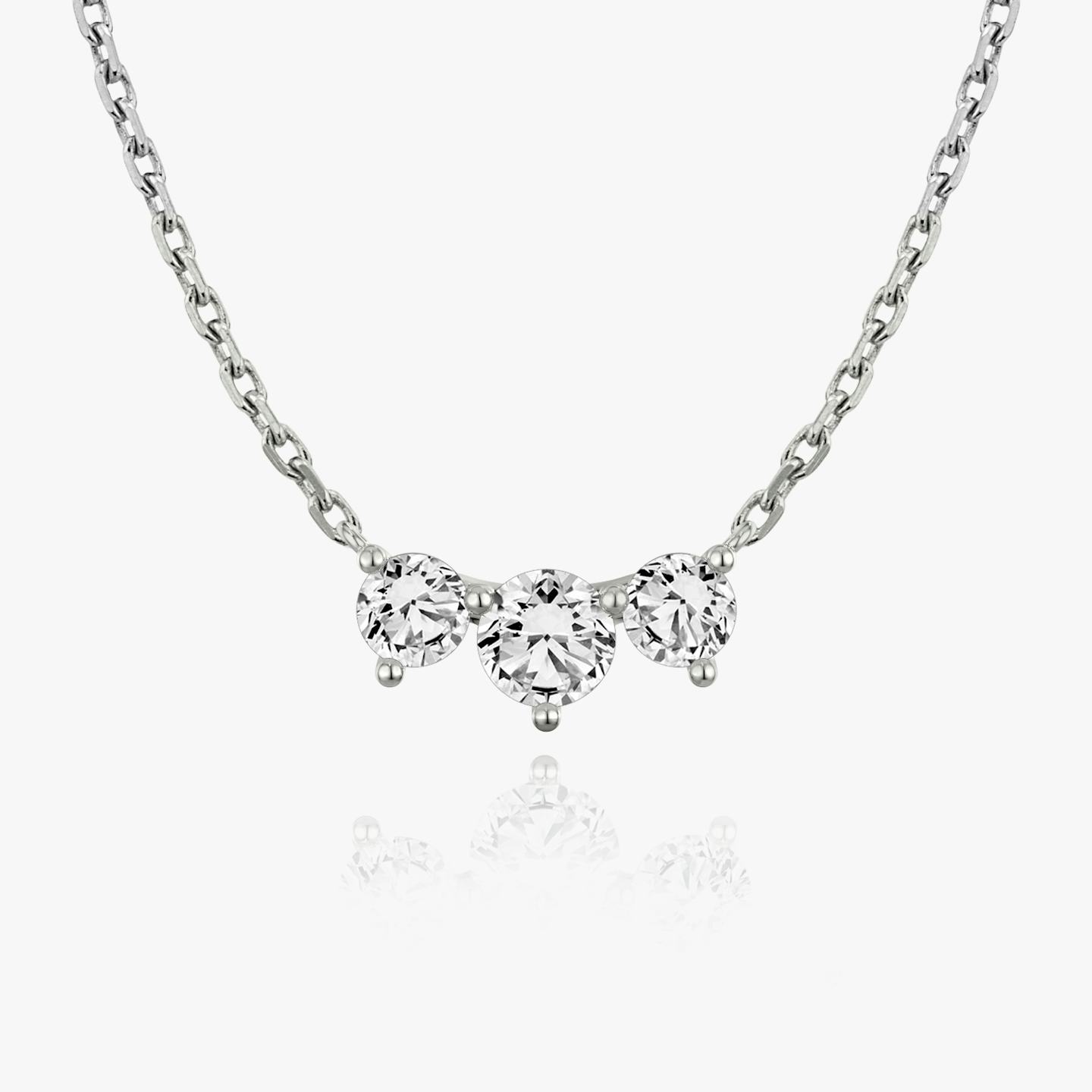 Arc Necklace | Round Brilliant | 14k | 18k White Gold | Chain length: 16-18 | Diamond size: Original | Diamond count: 3