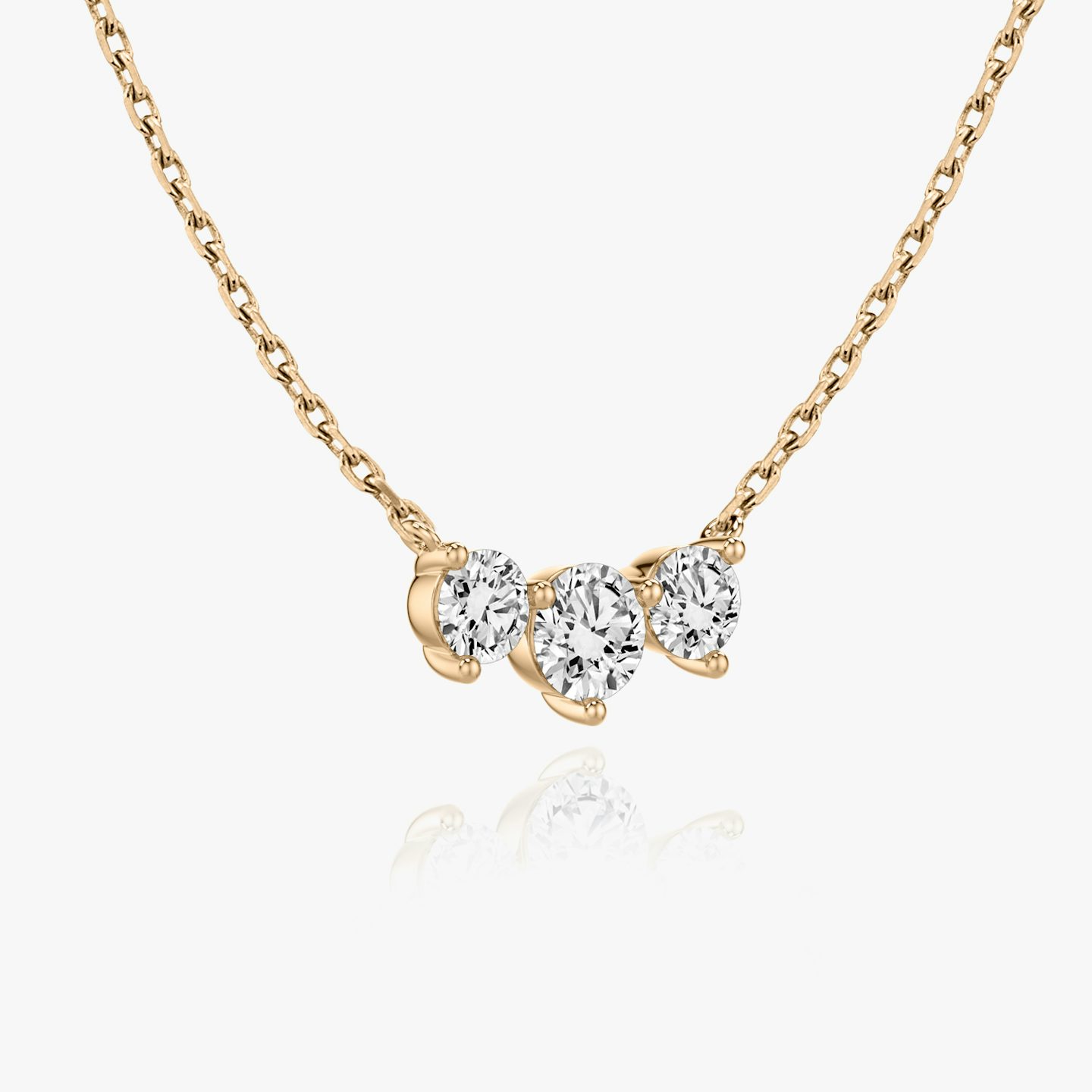 Arc Necklace | round-brilliant | 14k | rose-gold | chainLength: 16-18 | diamondSize: original | diamondCount: 3