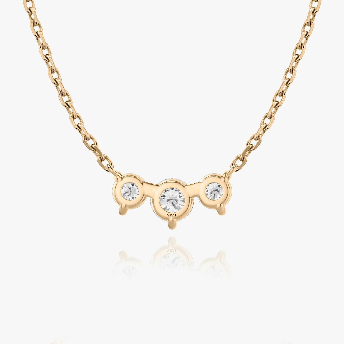 Arc Necklace | Round Brilliant | 14k | 14k Rose Gold | Chain length: 16-18 | Diamond size: Original | Diamond count: 3