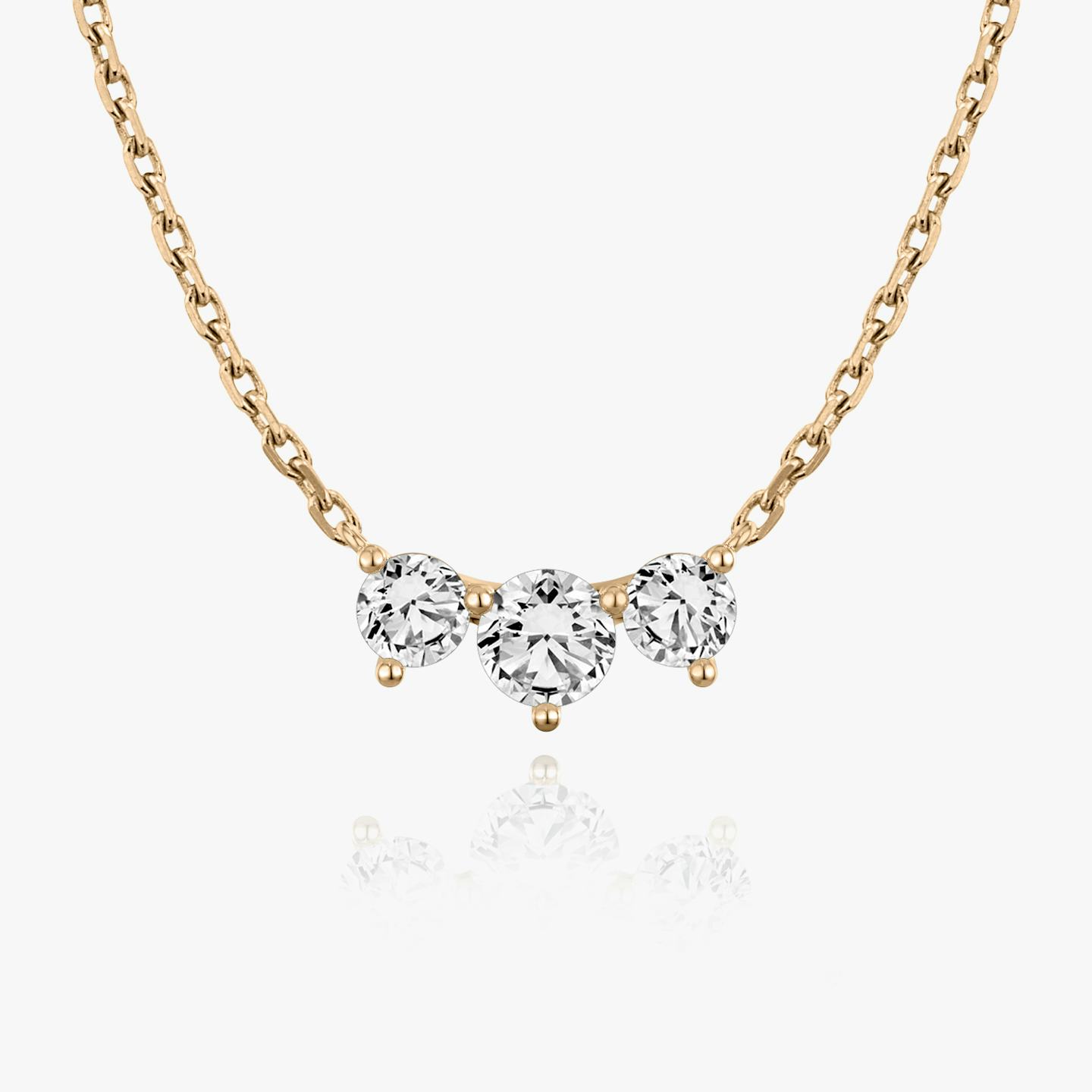 Arc Necklace | Round Brilliant | 14k | 14k Rose Gold | Chain length: 16-18 | Diamond size: Original | Diamond count: 3