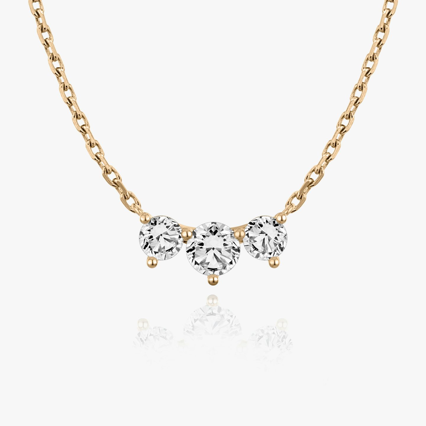 Arc Necklace | round-brilliant | 14k | rose-gold | chainLength: 16-18 | diamondSize: original | diamondCount: 3