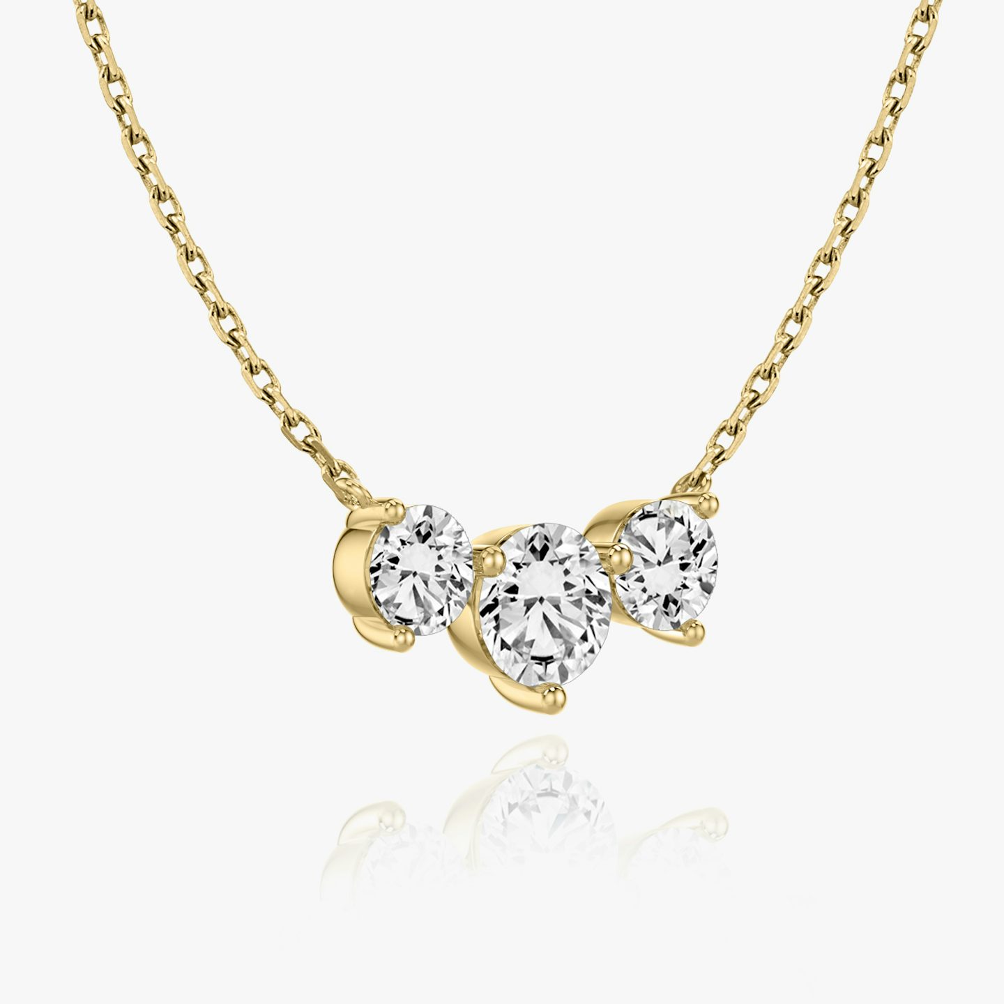 Arc Necklace | round-brilliant | 14k | yellow-gold | chainLength: 16-18 | diamondSize: large | diamondCount: 3