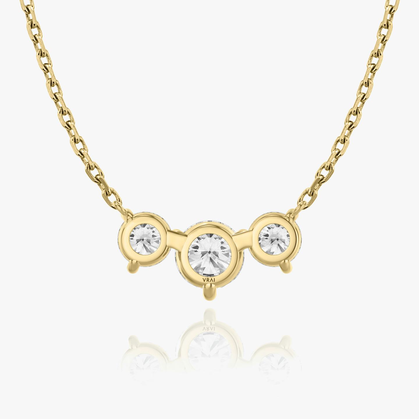 Collar Arc | Brillante | 14k | Oro amarillo de 18 quilates | Longitud de la cadena: 16-18 | Tamaño de los diamantes: Large | Número de diamantes: 3