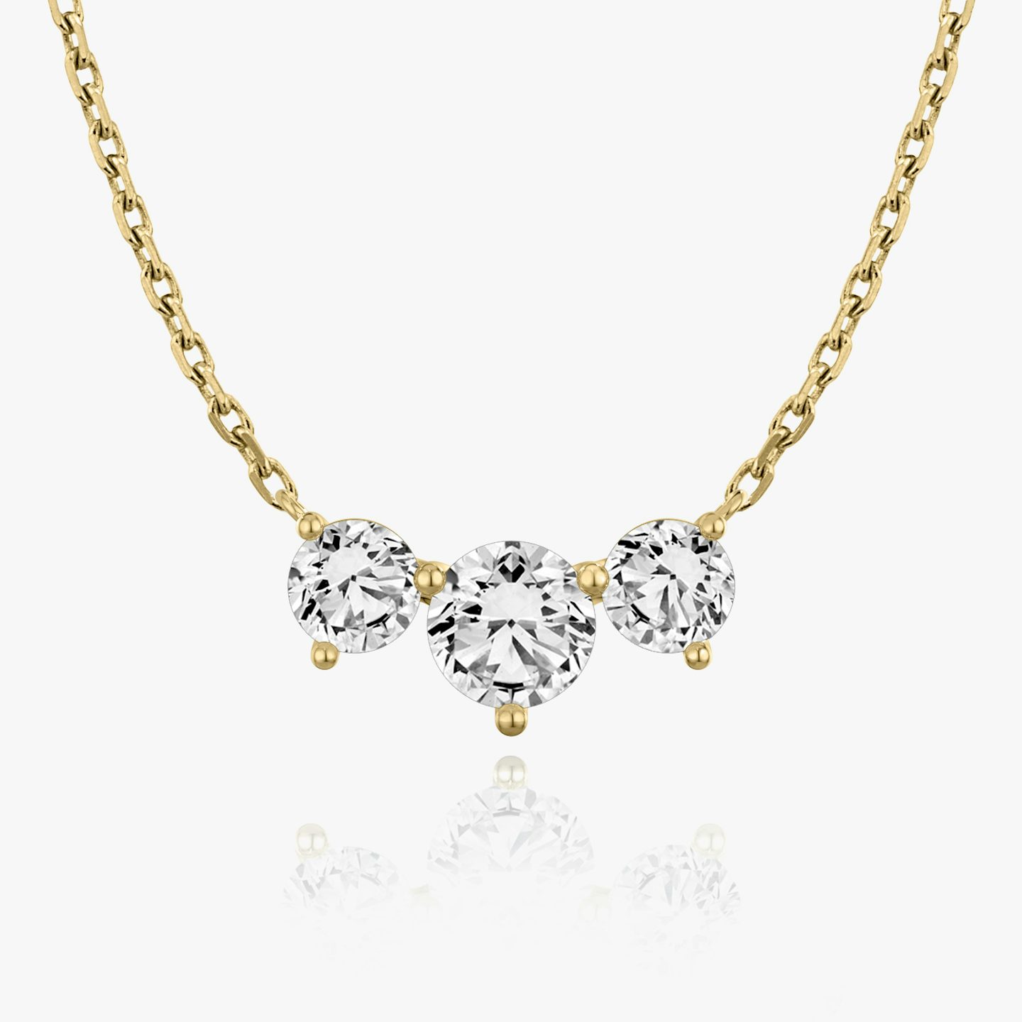 Arc Necklace | Round Brilliant | 14k | 18k Yellow Gold | Chain length: 16-18 | Diamond size: Large | Diamond count: 3