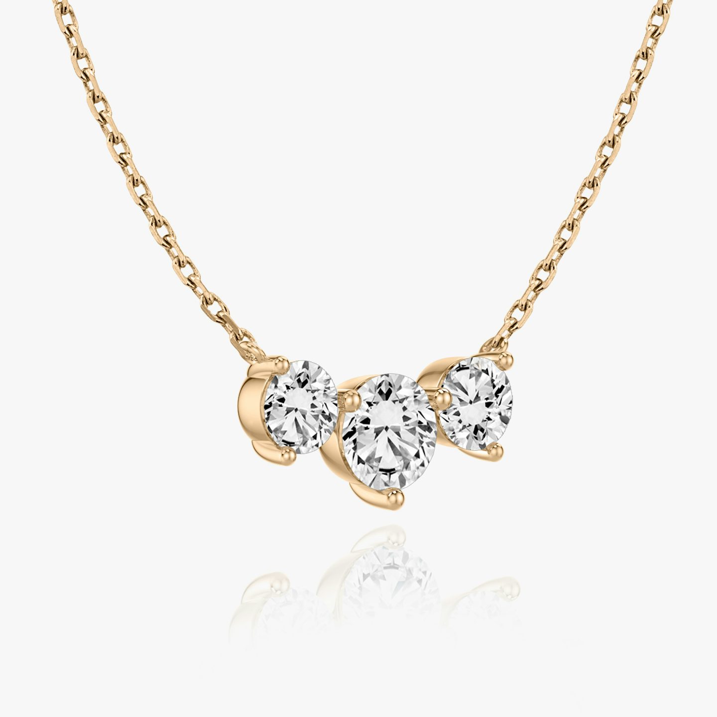 Arc Necklace | Round Brilliant | 14k | 14k Rose Gold | Chain length: 16-18 | Diamond size: Large | Diamond count: 3