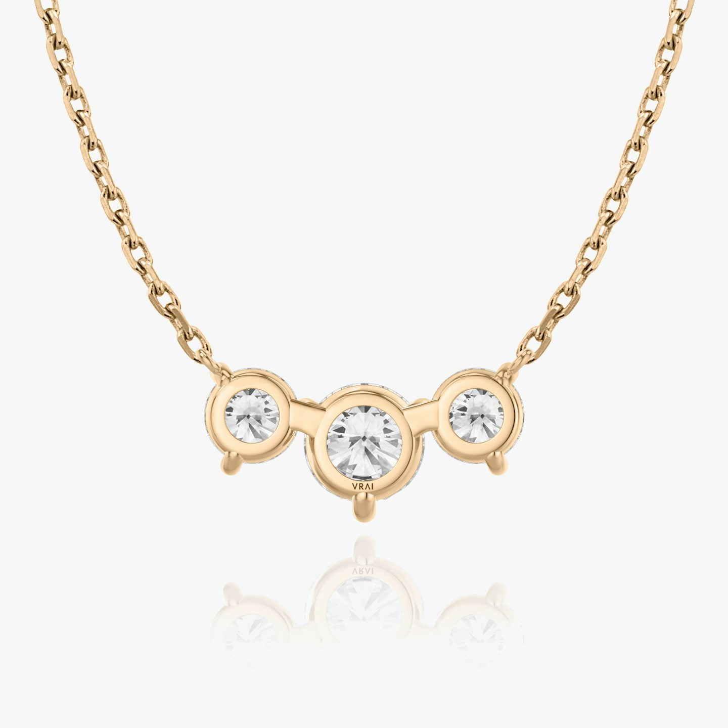 Collar Arc | Brillante | 14k | Oro rosa de 14 quilates | Longitud de la cadena: 16-18 | Tamaño de los diamantes: Large | Número de diamantes: 3