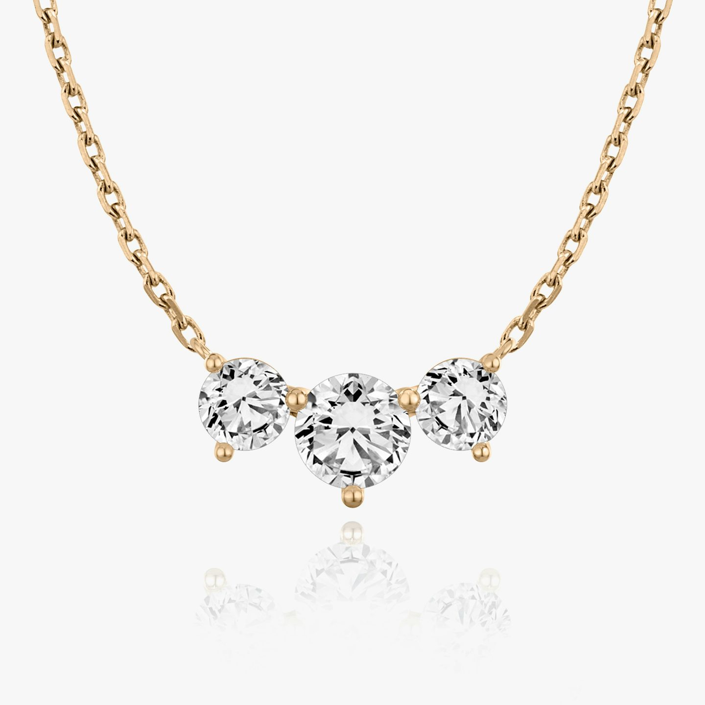 Arc Necklace | Round Brilliant | 14k | 14k Rose Gold | Chain length: 16-18 | Diamond size: Large | Diamond count: 3
