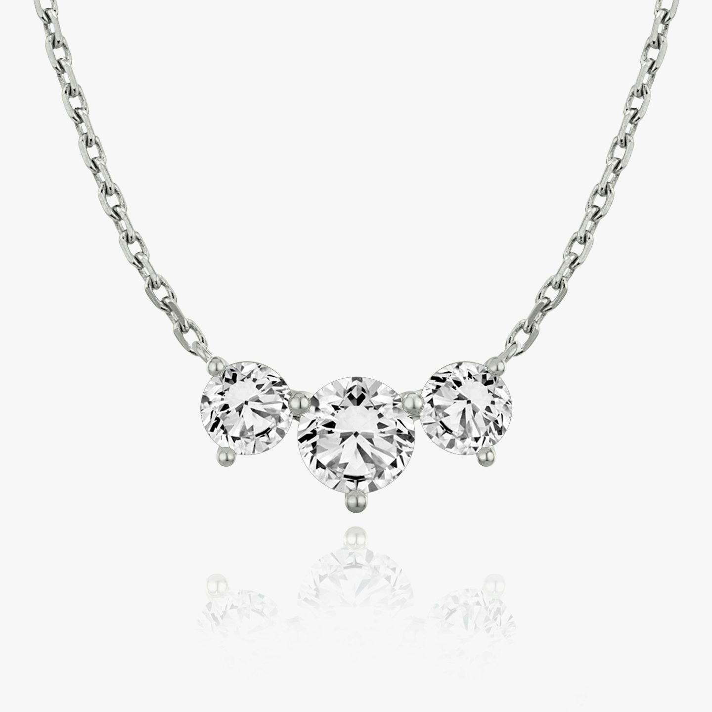 Arc Necklace | Round Brilliant | 14k | 18k White Gold | Chain length: 16-18 | Diamond size: Large | Diamond count: 3