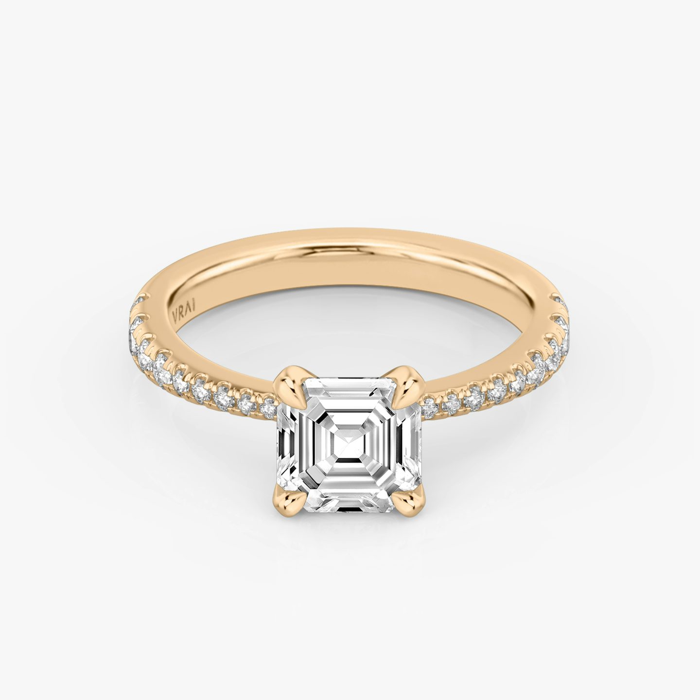 The Tapered Classic | Asscher | 14k | 14k Rose Gold | Band: Pavé | Diamond orientation: vertical | Carat weight: See full inventory