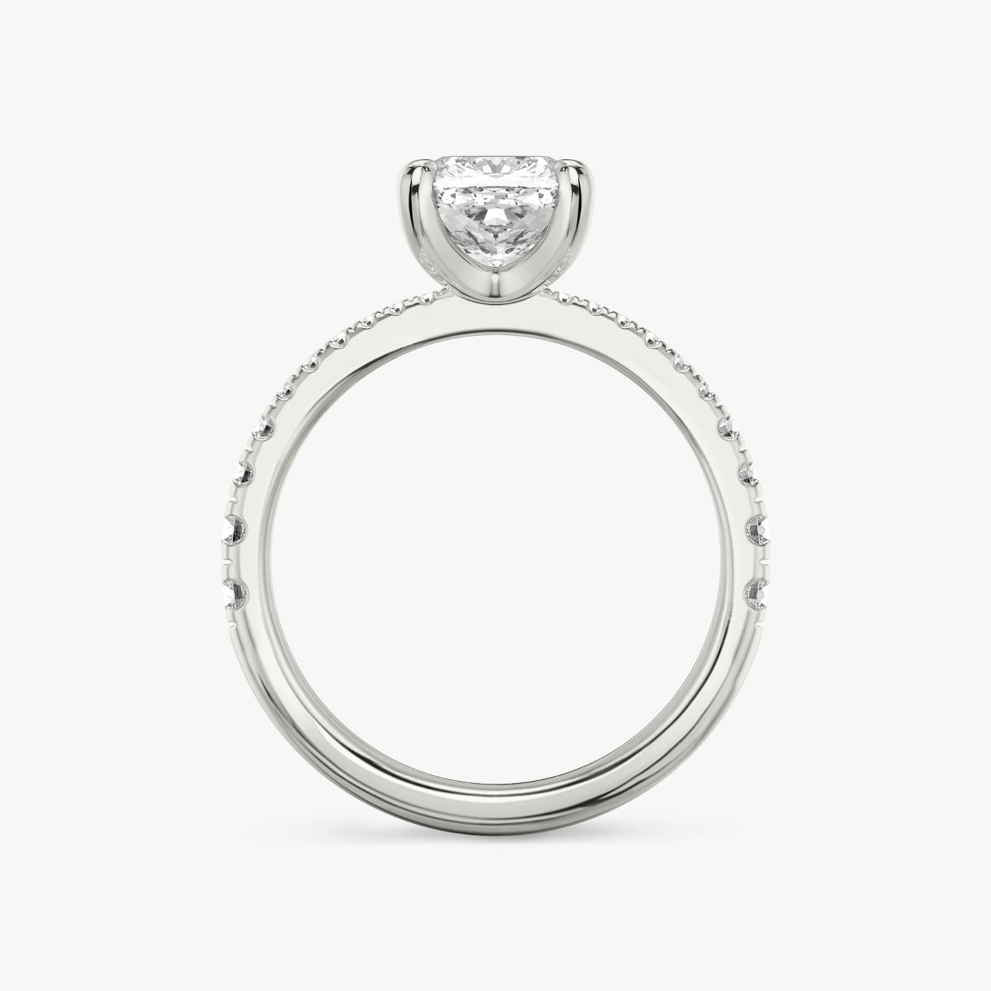 The Tapered Classic | Pavé Cushion | 18k | 18k White Gold | Band: Pavé | Diamond orientation: vertical | Carat weight: See full inventory