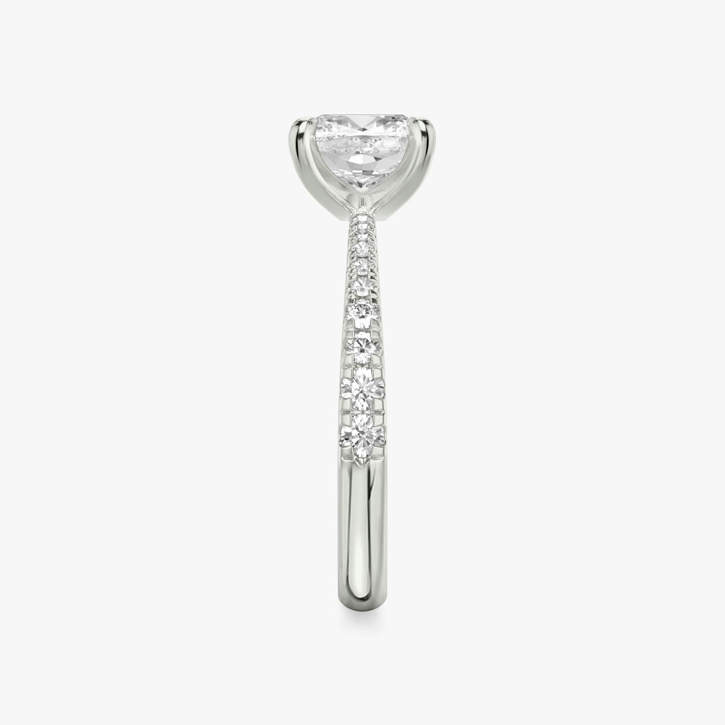 The Tapered Classic | Pavé Cushion | Platinum | Band: Pavé | Diamond orientation: vertical | Carat weight: See full inventory