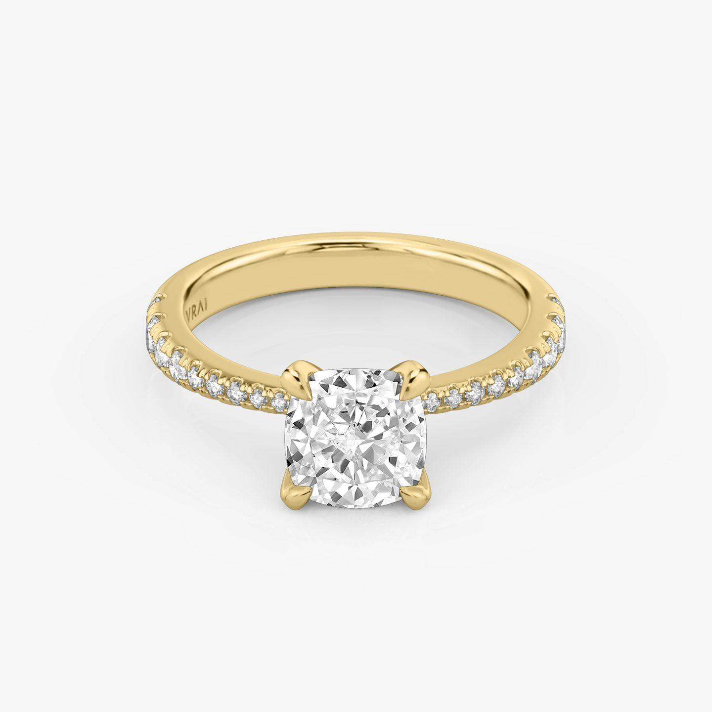 The Tapered Classic | Pavé Cushion | 18k | 18k Yellow Gold | Band: Pavé | Diamond orientation: vertical | Carat weight: See full inventory