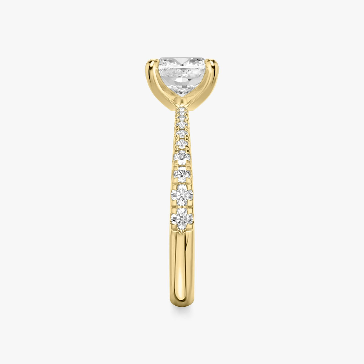 The Tapered Classic | Pavé Cushion | 18k | 18k Yellow Gold | Band: Pavé | Diamond orientation: vertical | Carat weight: See full inventory