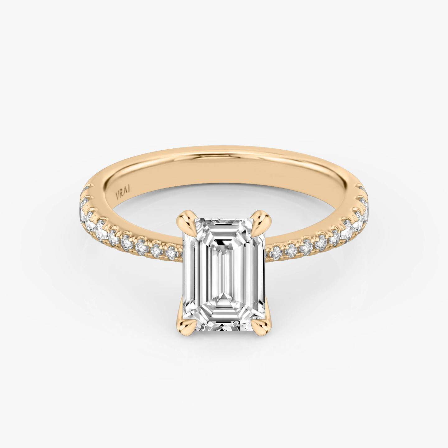 The Tapered Classic | Emerald | 14k | 14k Rose Gold | Band: Pavé | Diamond orientation: vertical | Carat weight: See full inventory