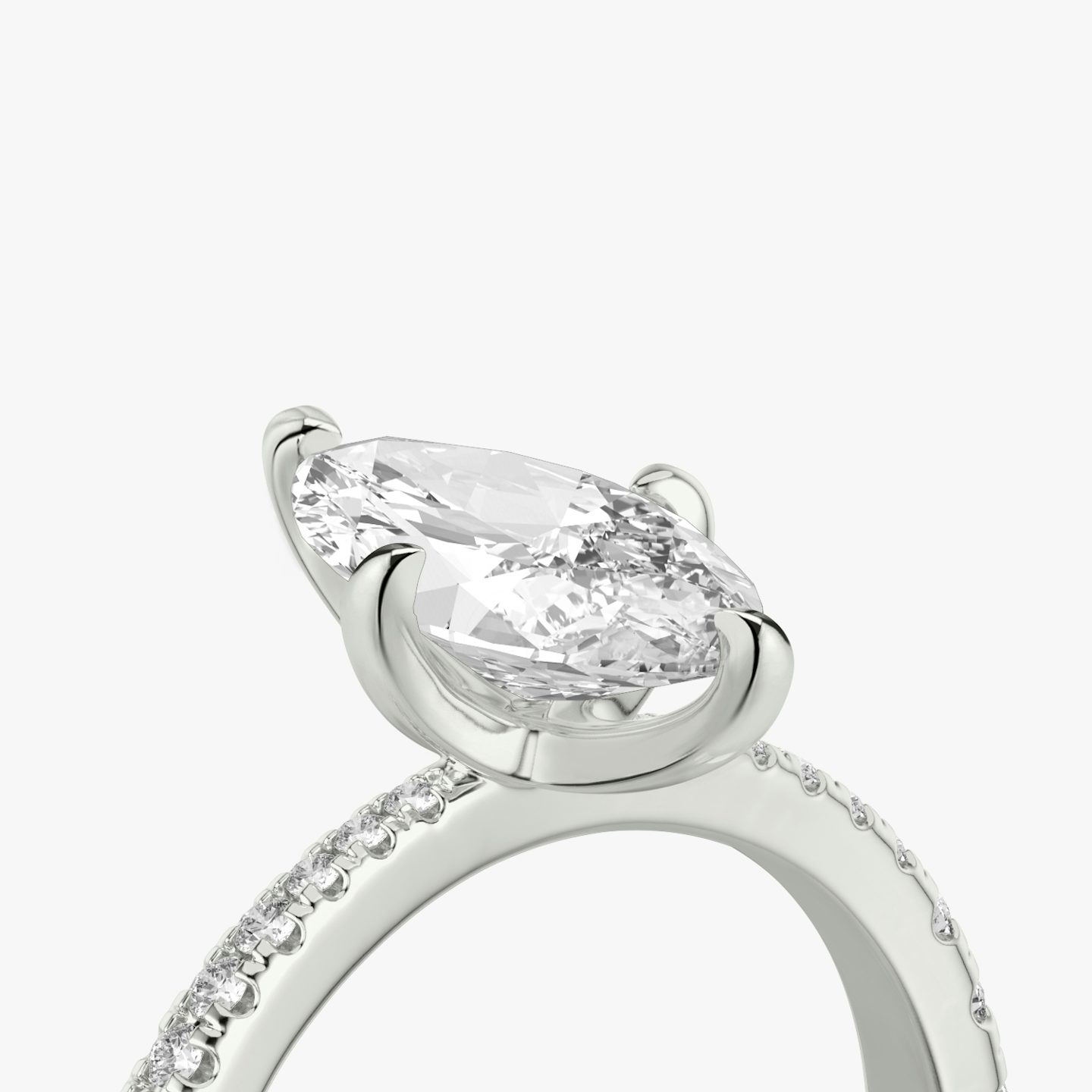 The Tapered Classic | Pavé Marquise | 18k | 18k White Gold | Band: Pavé | Diamond orientation: vertical | Carat weight: See full inventory