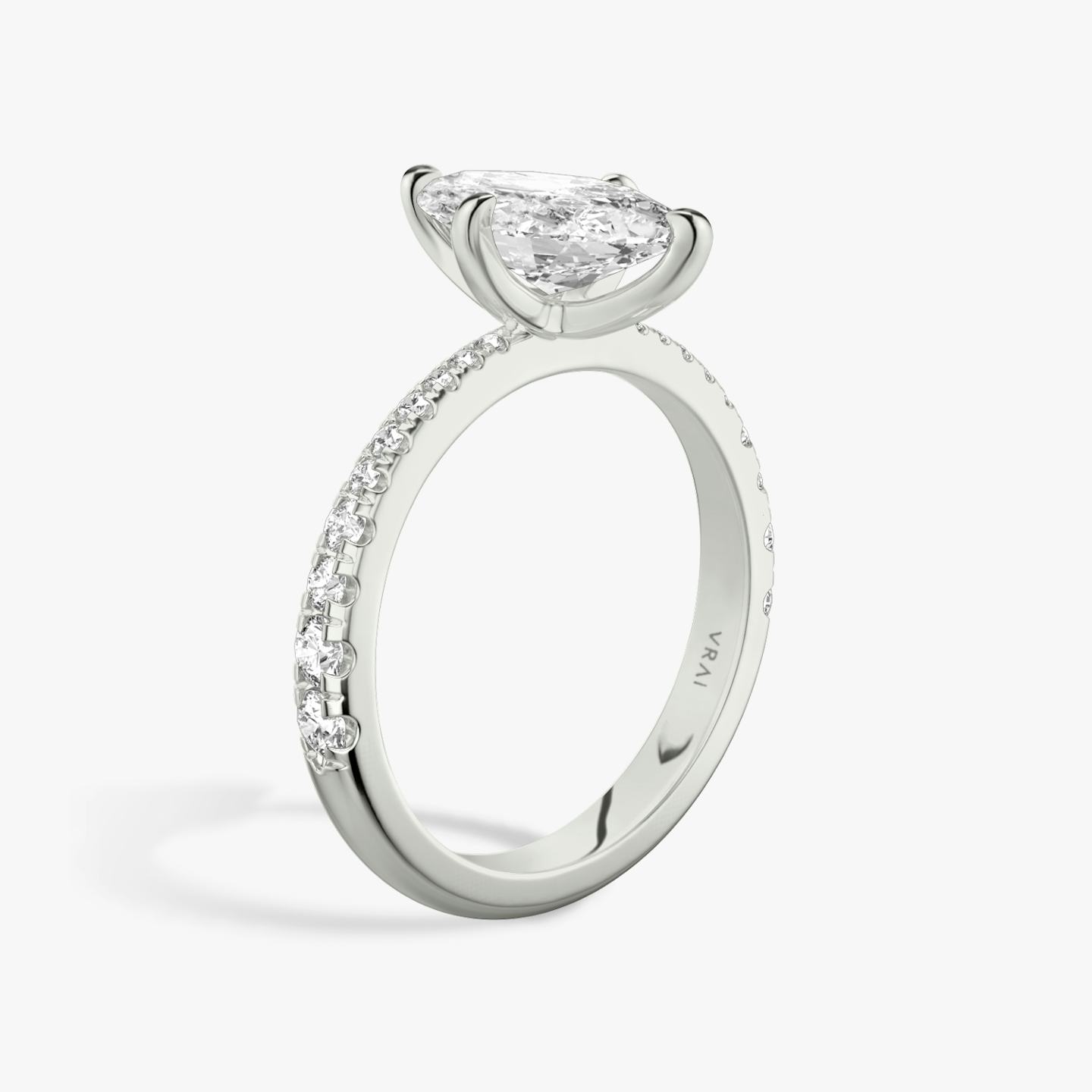 The Tapered Classic | Pavé Marquise | 18k | 18k White Gold | Band: Pavé | Diamond orientation: vertical | Carat weight: See full inventory