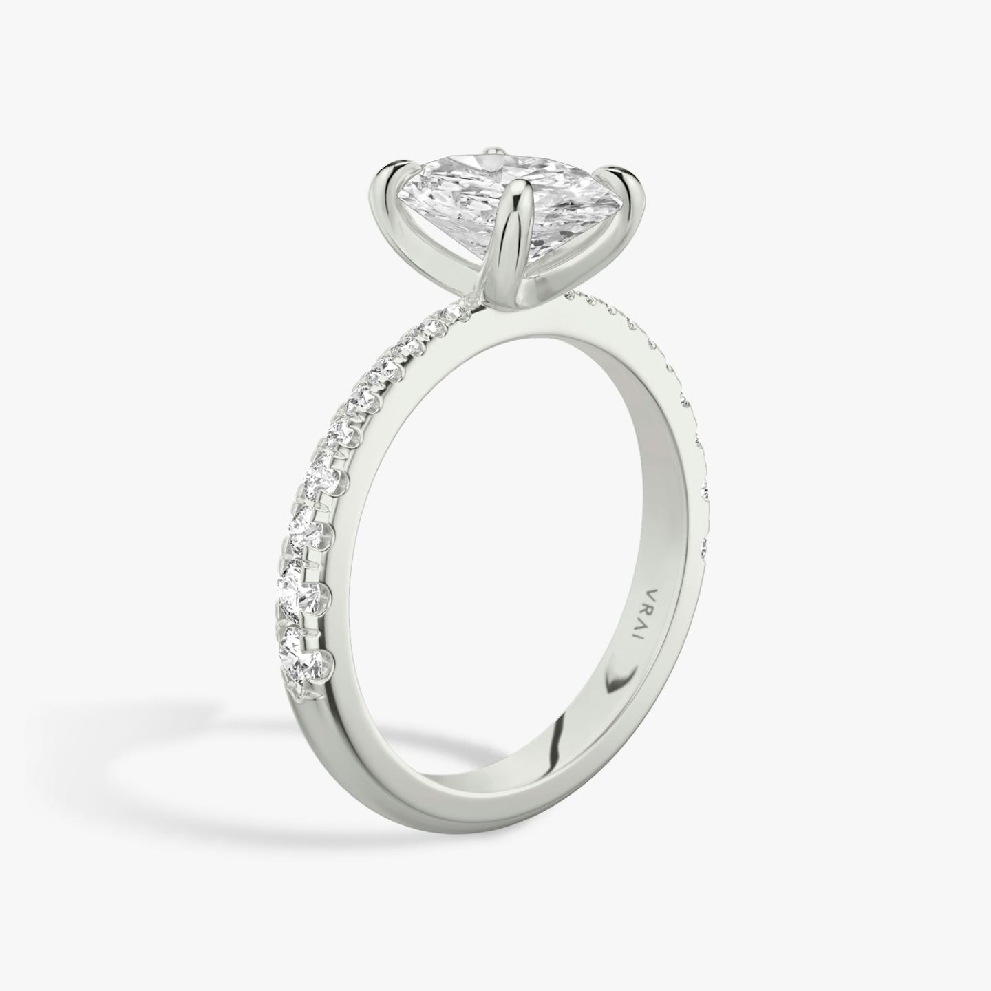 The Tapered Classic | Oval | 18k | 18k White Gold | Band: Pavé | Diamond orientation: vertical | Carat weight: See full inventory