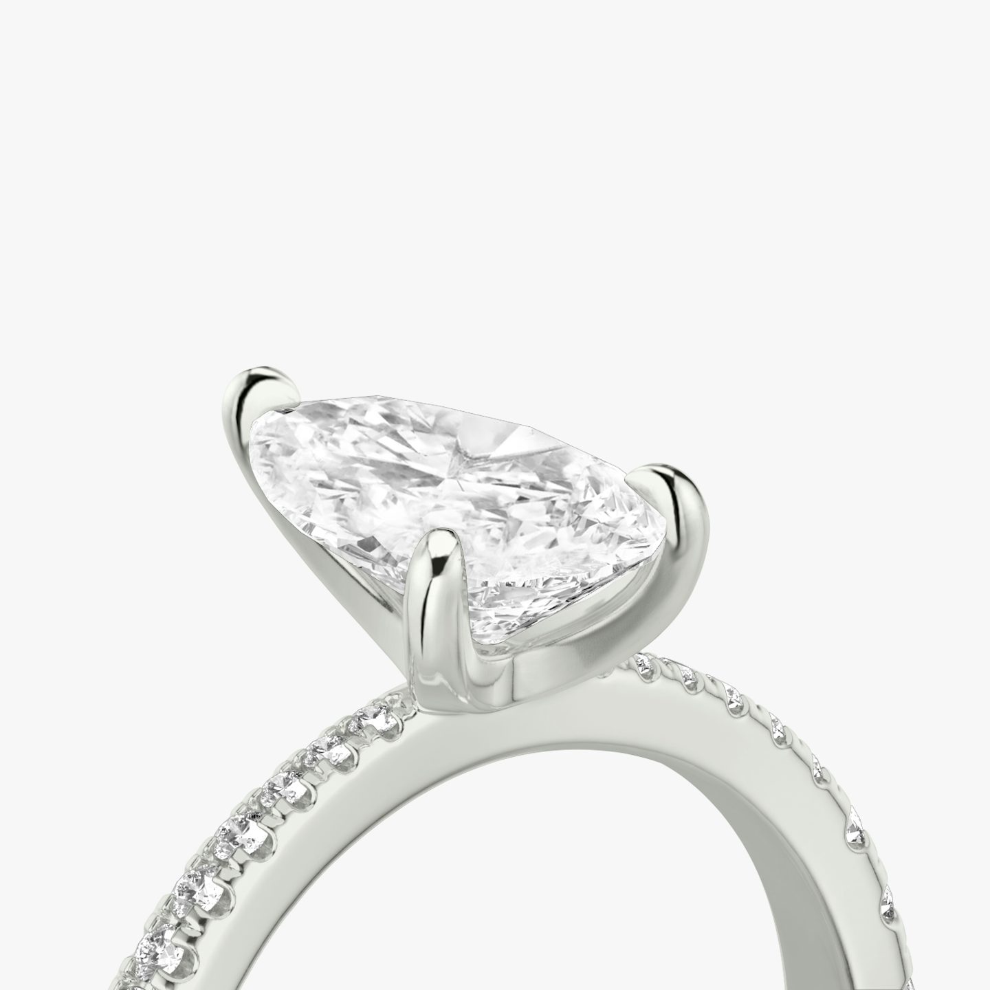 The Tapered Classic | Pear | 18k | 18k White Gold | Band: Pavé | Diamond orientation: vertical | Carat weight: See full inventory