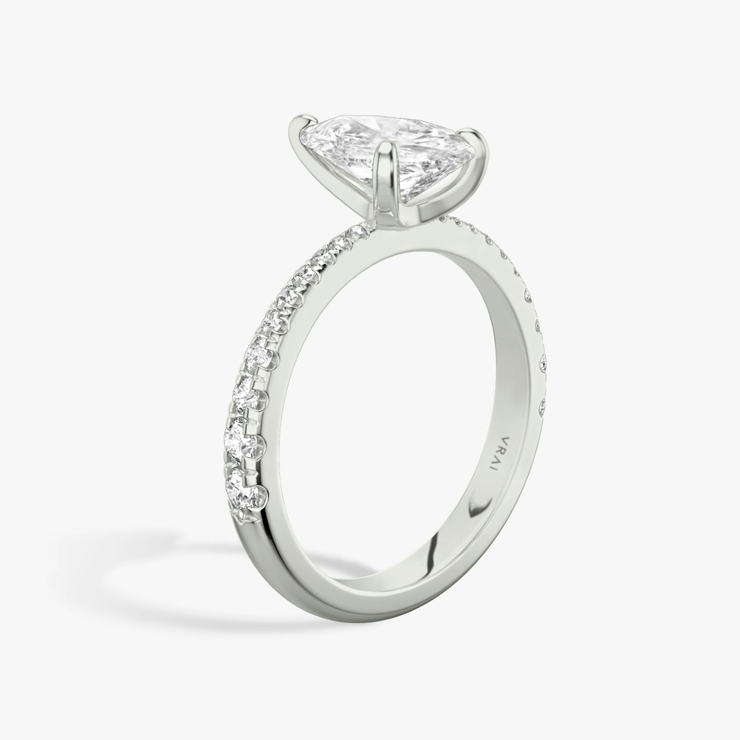 The Tapered Classic | Pear | 18k | 18k White Gold | Band: Pavé | Diamond orientation: vertical | Carat weight: See full inventory