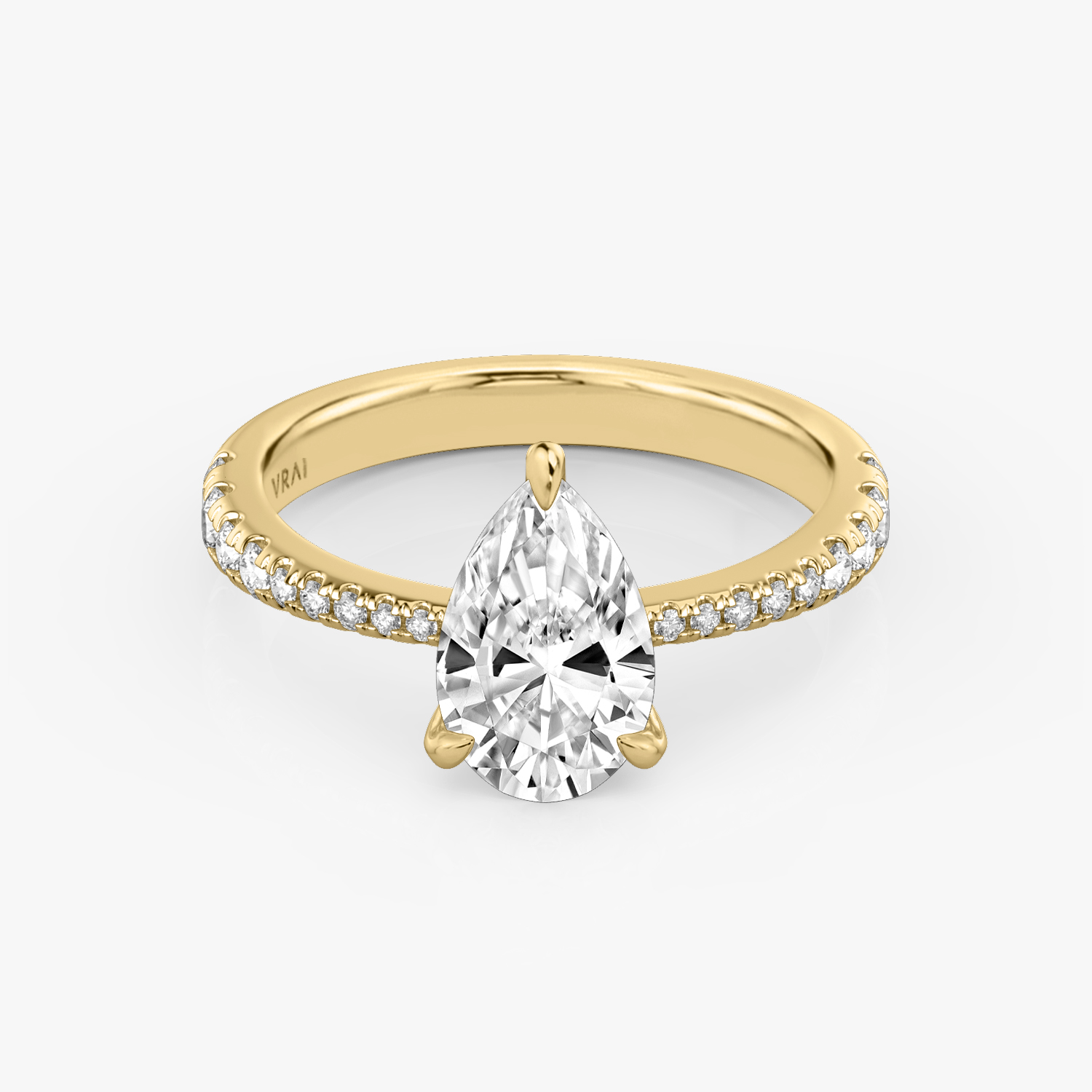 Tapered Classic Pear Engagement Ring | 18k Yellow Gold
