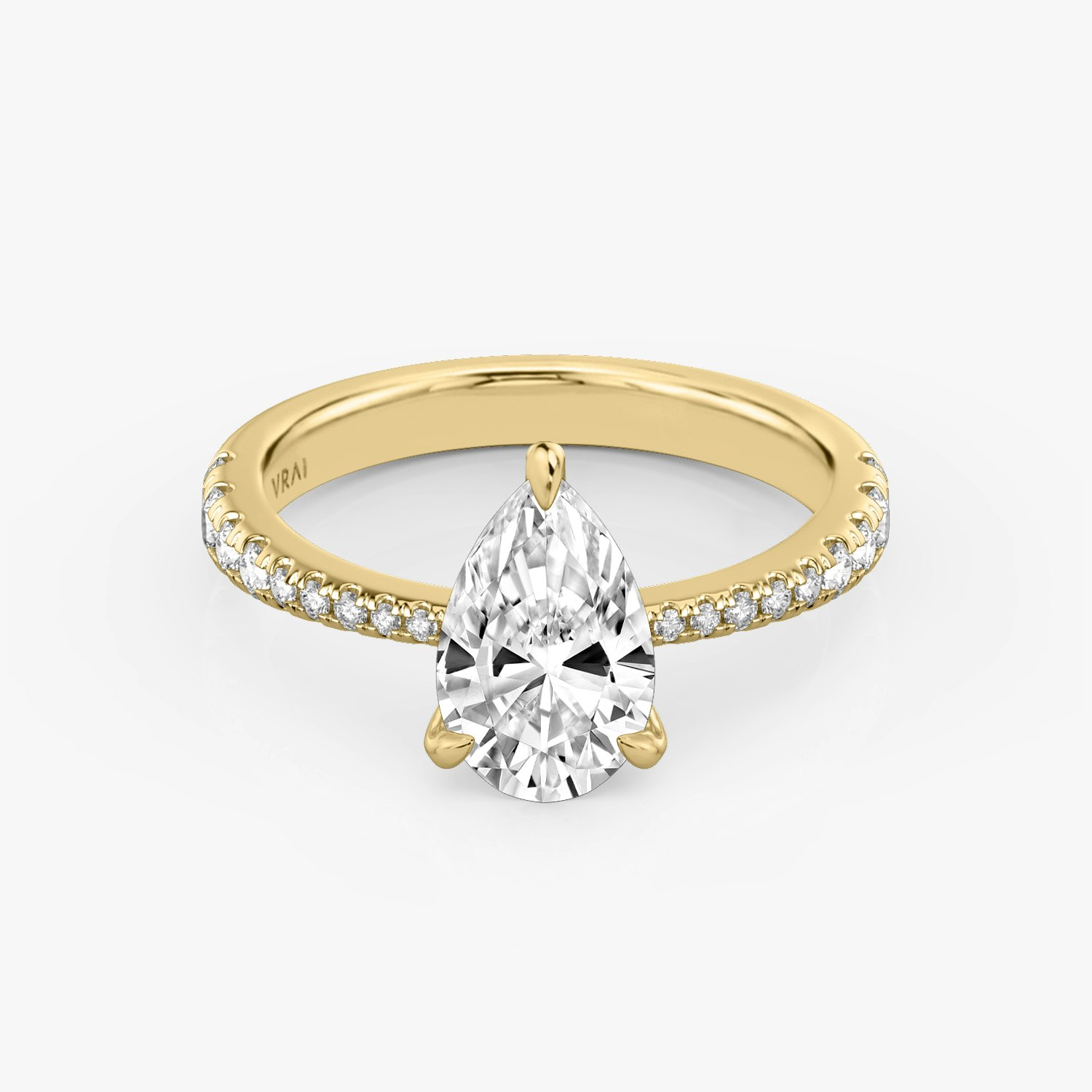 Tapered Classic Pear Engagement Ring | 18k Yellow Gold