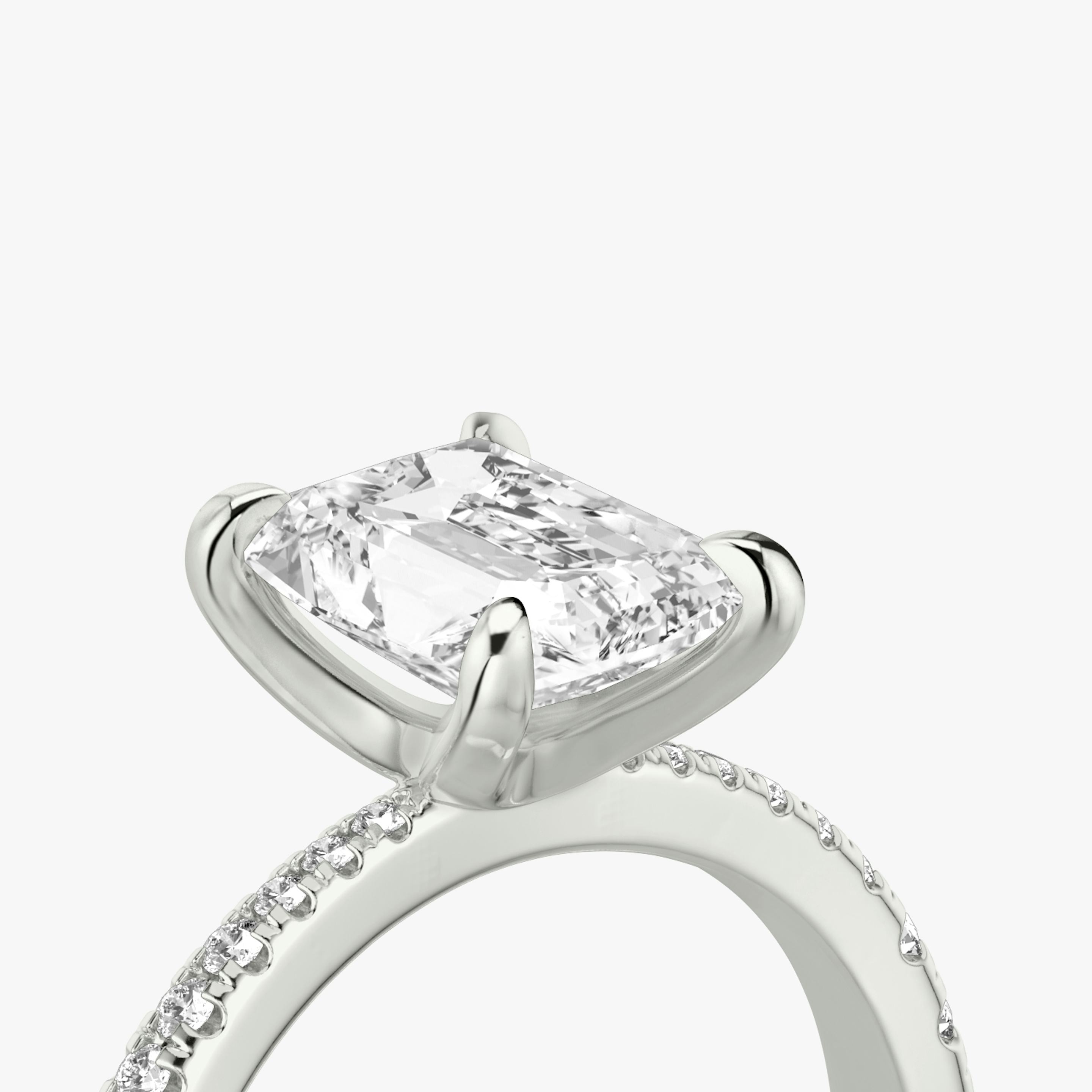 The Tapered Classic | Radiant | Platinum | Band: Pavé | Diamond orientation: vertical | Carat weight: See full inventory