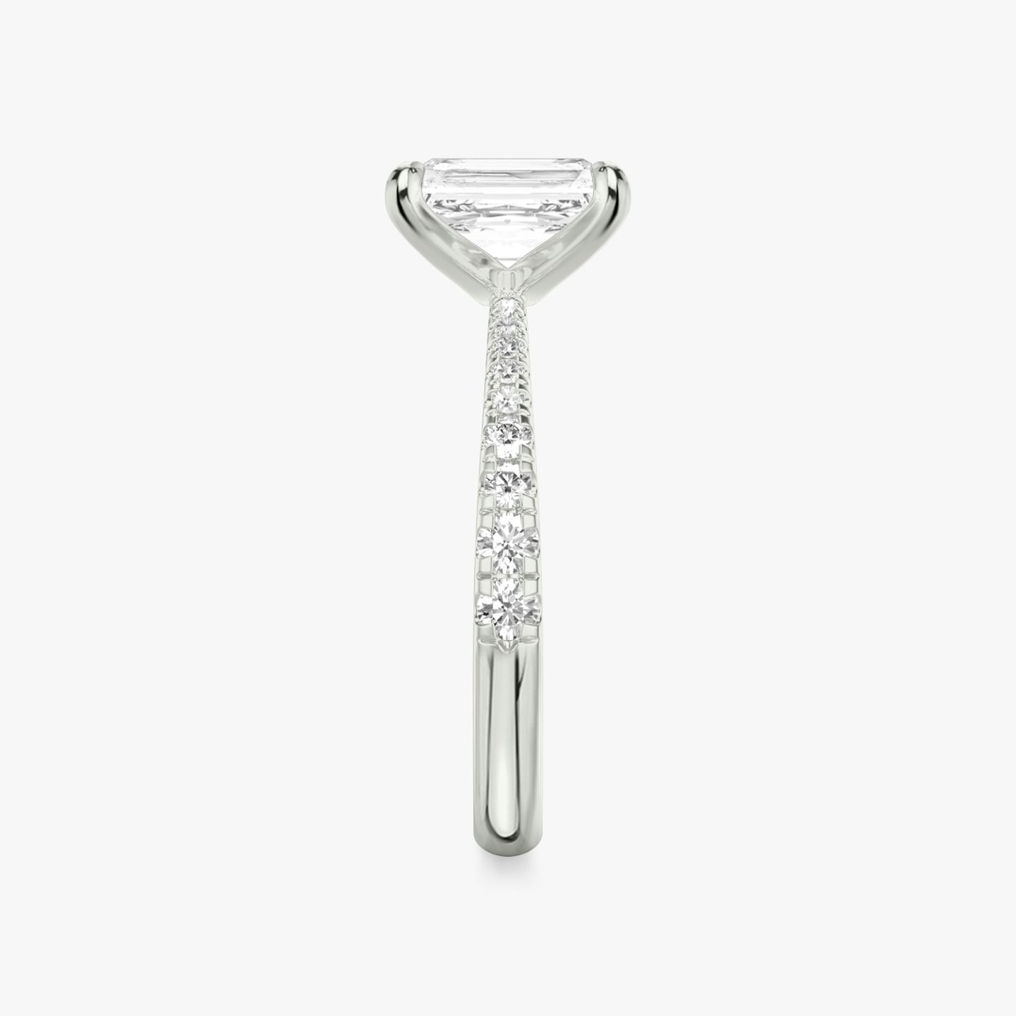 The Tapered Classic | Radiant | 18k | 18k White Gold | Band: Pavé | Diamond orientation: vertical | Carat weight: See full inventory