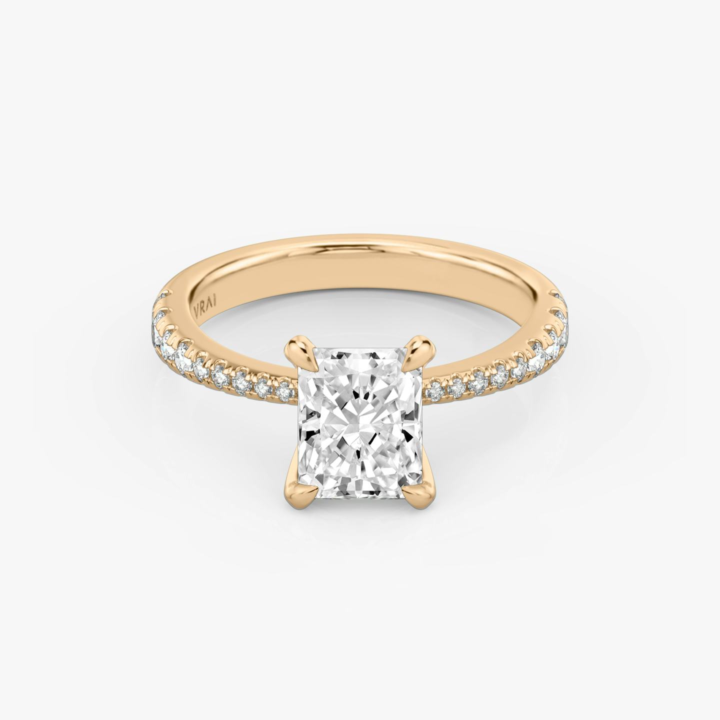 The Tapered Classic | Radiant | 14k | 14k Rose Gold | Band: Pavé | Diamond orientation: vertical | Carat weight: See full inventory