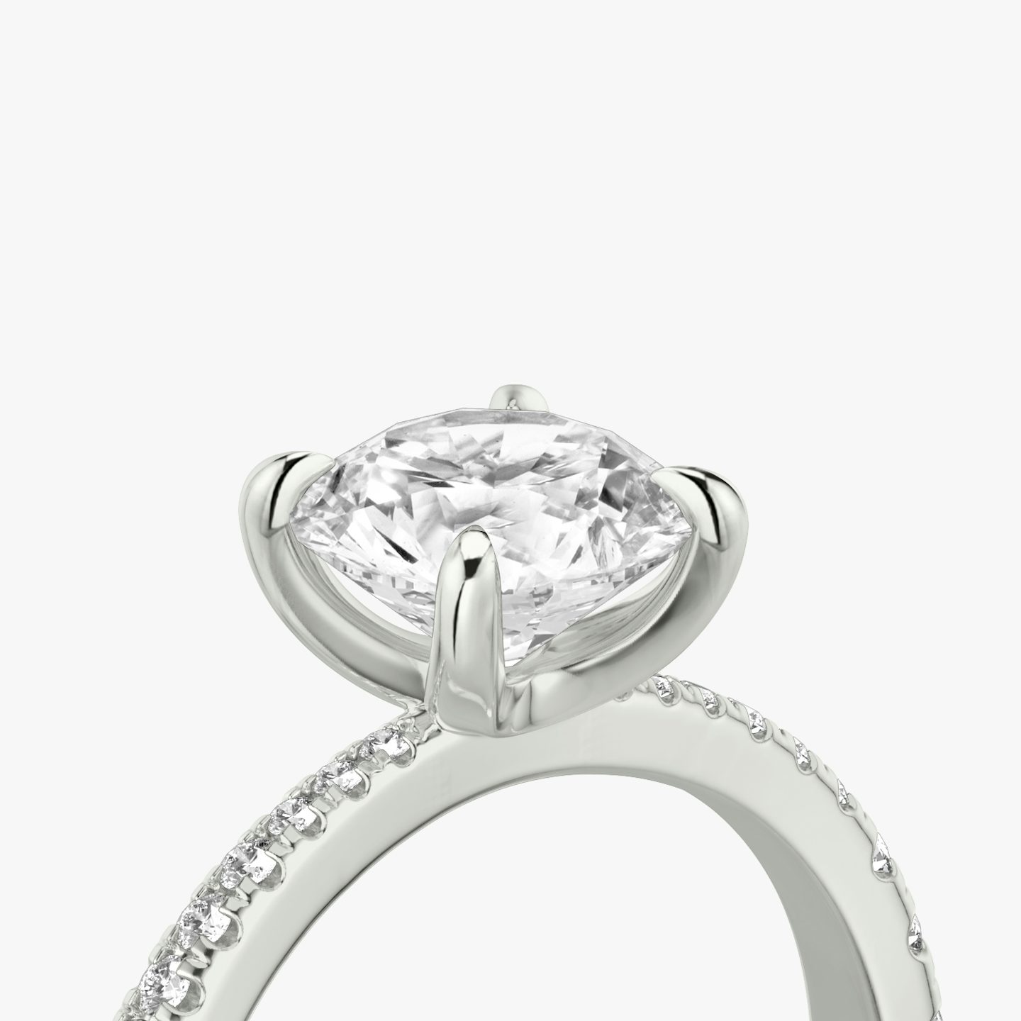 The Tapered Classic | Round Brilliant | 18k | 18k White Gold | Band: Pavé | Carat weight: 1½ | Diamond orientation: vertical