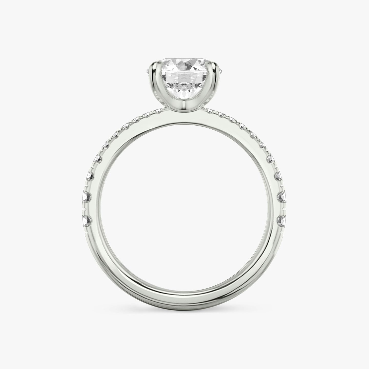 The Tapered Classic | Round Brilliant | 18k | 18k White Gold | Band: Pavé | Carat weight: 2 | Diamond orientation: vertical