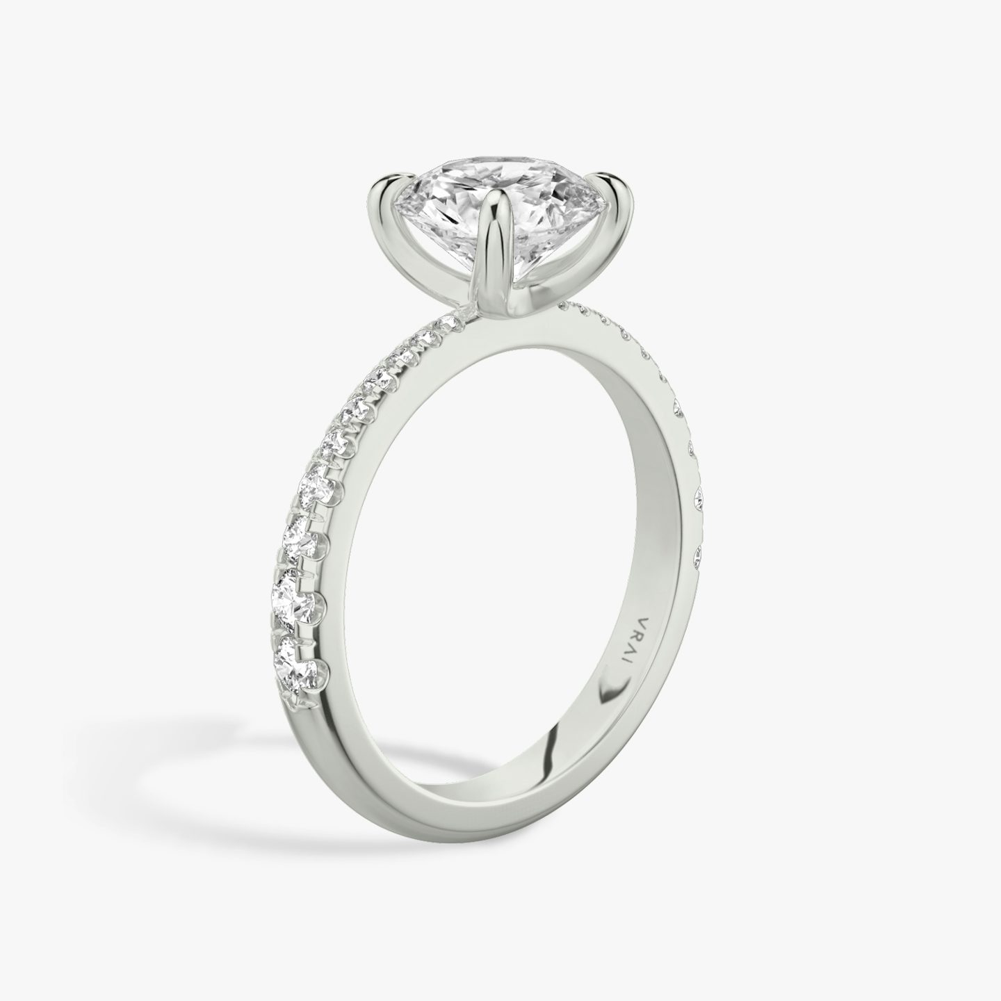 The Tapered Classic | Round Brilliant | 18k | 18k White Gold | Band: Pavé | Carat weight: See full inventory | Diamond orientation: vertical